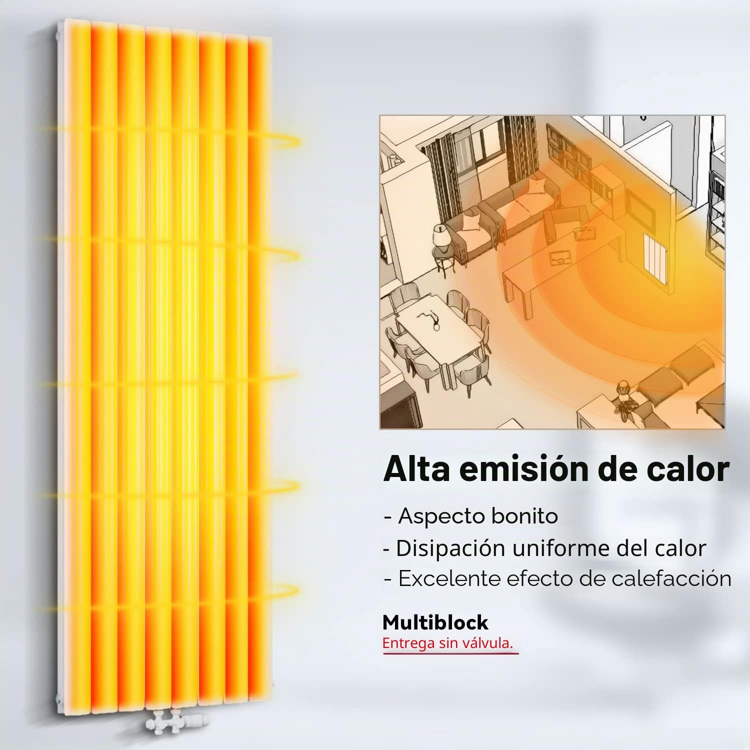 ELEGANT Panel calefactor vertical 1800 x 616 mm, doble capa, color blanco