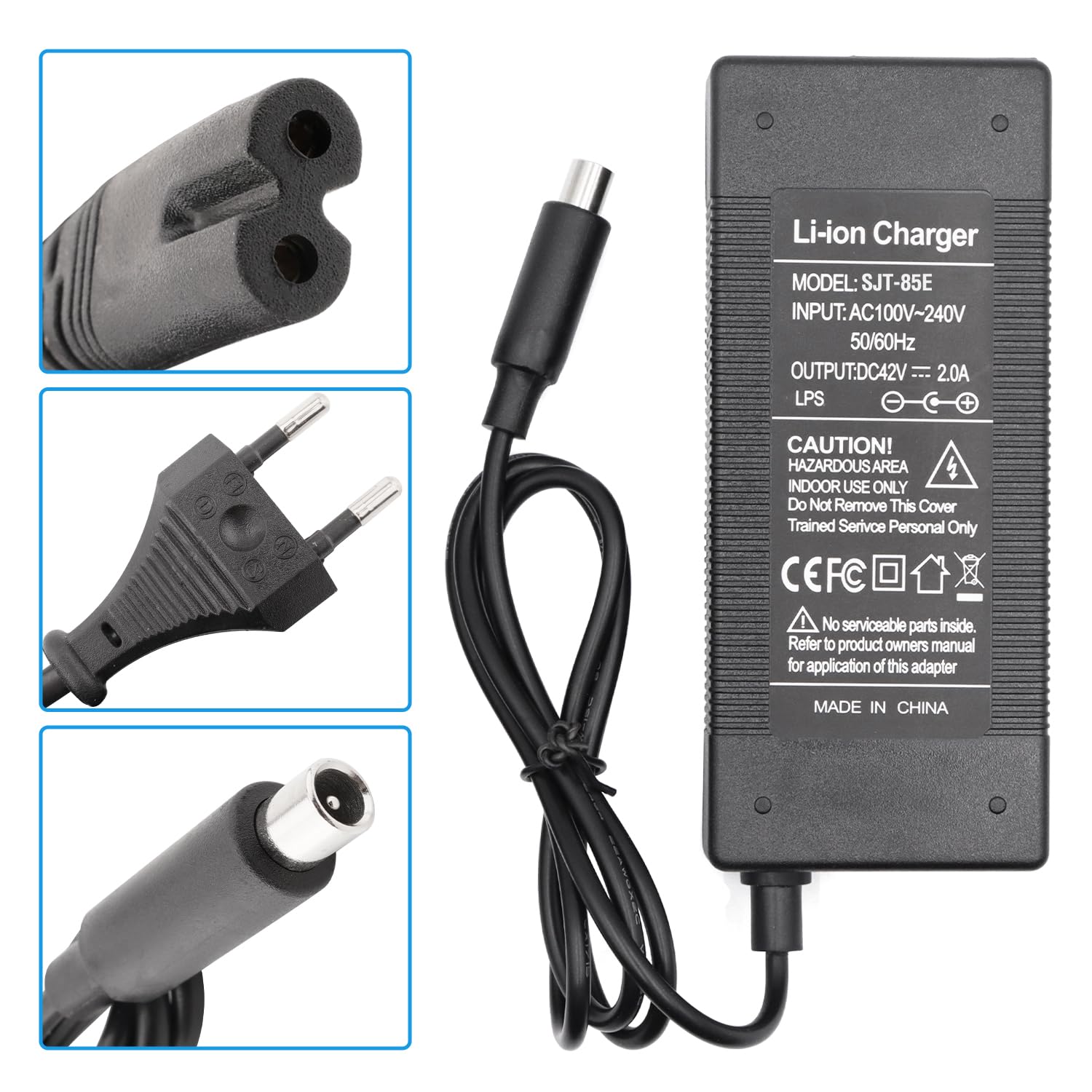42V 2A Cargador de Batería Patinetes para Xiaomi 1S M365 Lite Pro Pro 2 Mi3 Scooter electrico Bicicleta eléctrica Motocicleta eléctrica Cable Universal 5,5mm 2,1mm