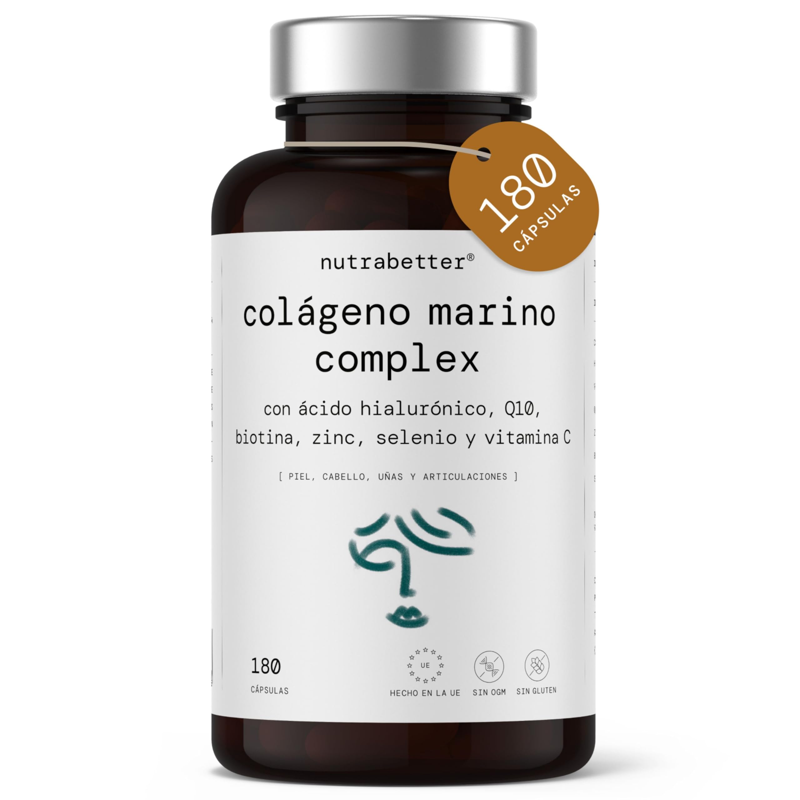 Colágeno Marino Hidrolizado AQUACOL® 1000 mg +Ácido Hialurónico 100 mg +Q10 | 180 cápsulas | +Vitamina C, Biotina, Zinc y Selenio | Articulaciones,Piel,Cabello y Uñas | Con Estudios Clínicos