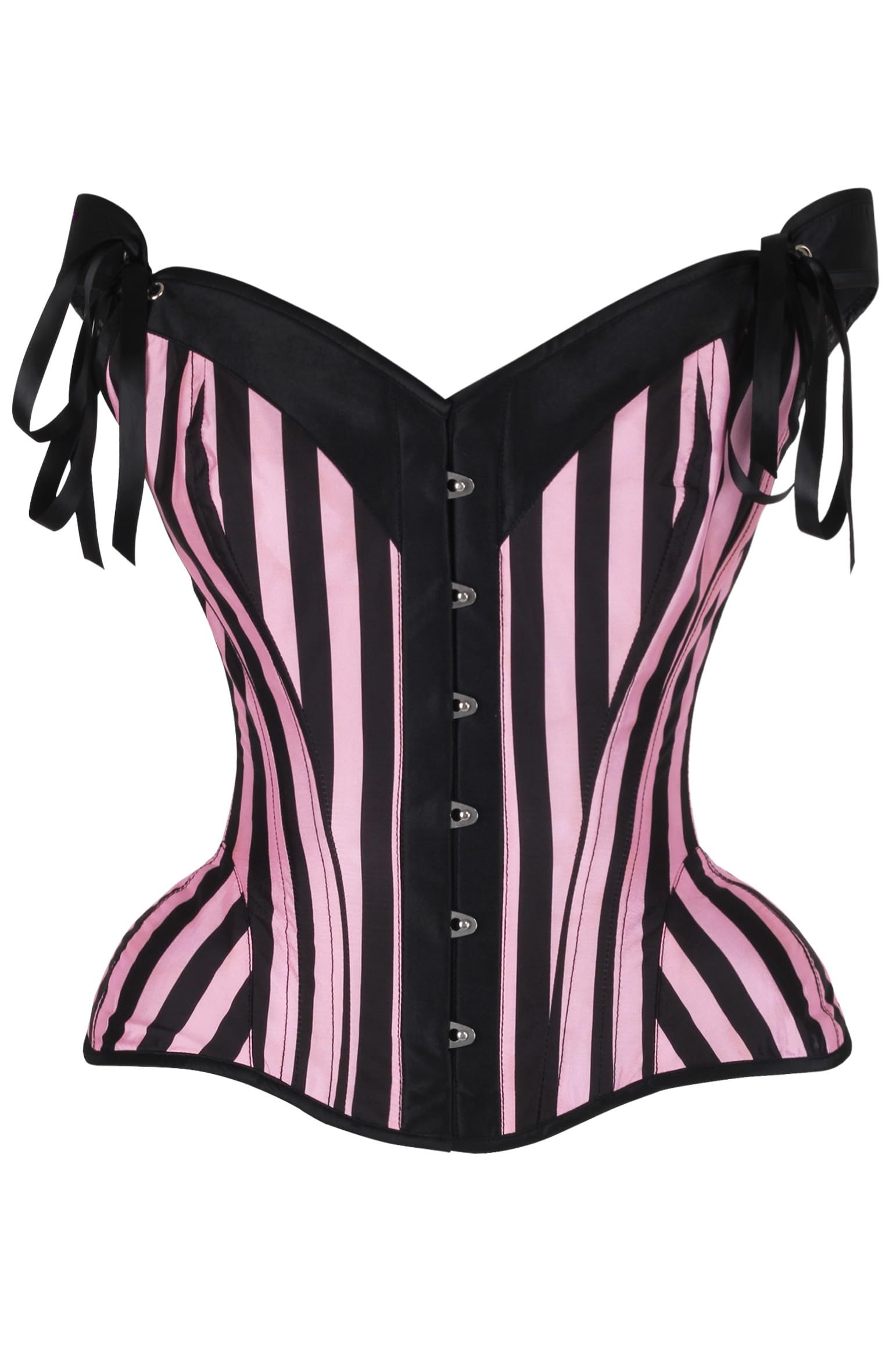 Daisy corsets Damen Top Drawer Pink/Black Striped Steel Boned Corset W/Straps Korsett (1er Pack)