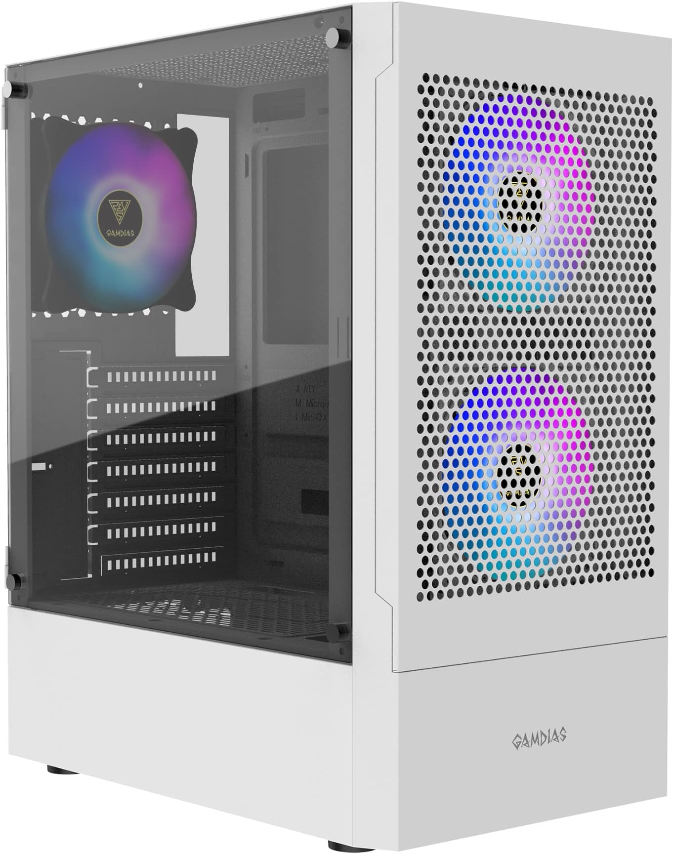 TALOS E3 MESH WH Gaming pc case, Mid-Tower ATX Case with Side Tempered Glass Panel and a Magnetic Dust Filter & 3 Built-in 120mm ARGB Fans, Tool-Free Installation, Mesh Front Panel