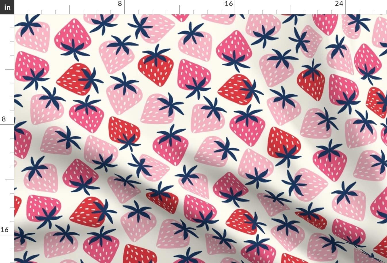 Spoonflower Fabric - Bright Strawberries Summer Fruit Pink Red Kitchen Food Illustration Printed on Upholstery Velvet Fabric Fat Quarter - Upholstery Home Decor Bottomweight Apparel