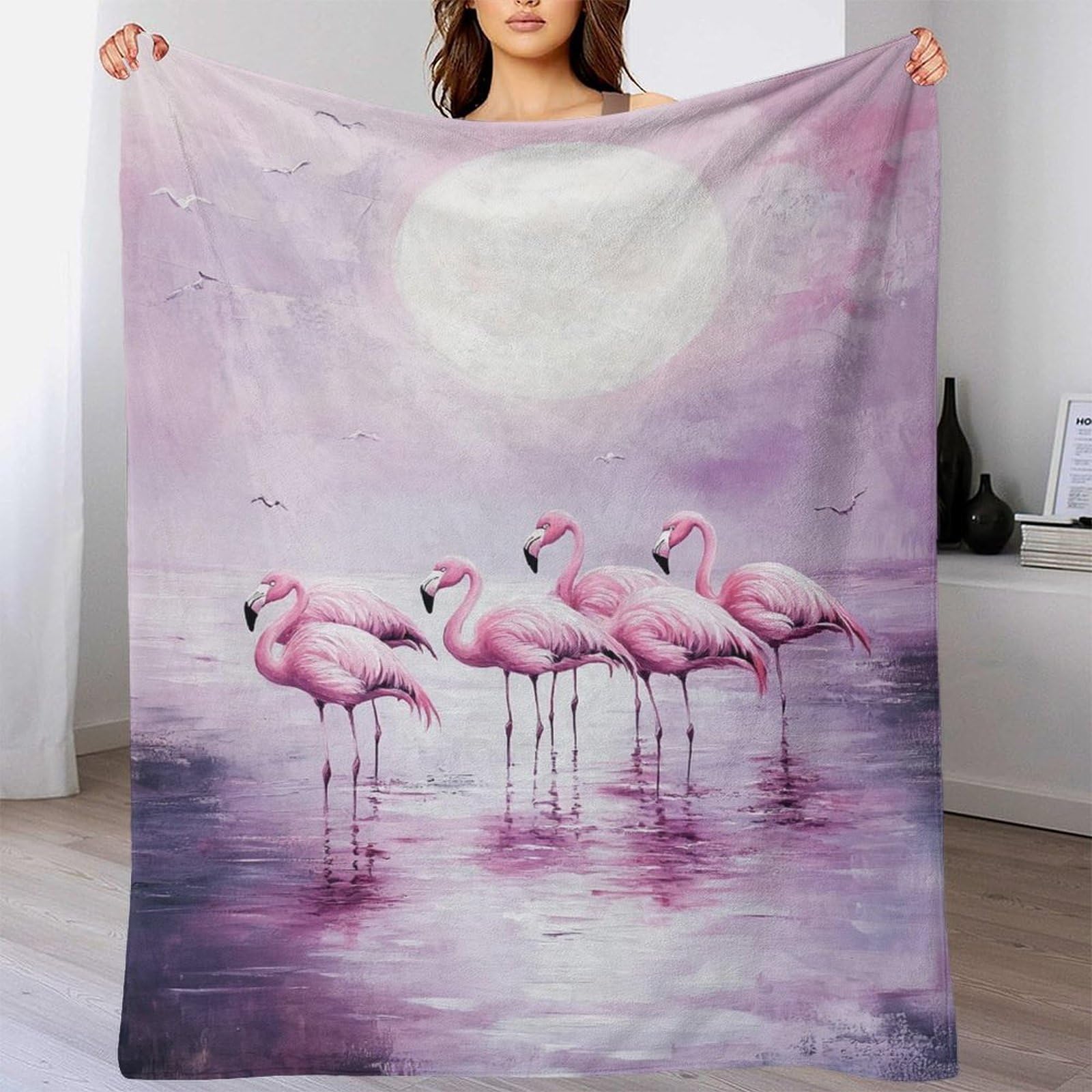 Couverture polaire de Noël flamant rose plaid personnalisé photo grand format 180x200