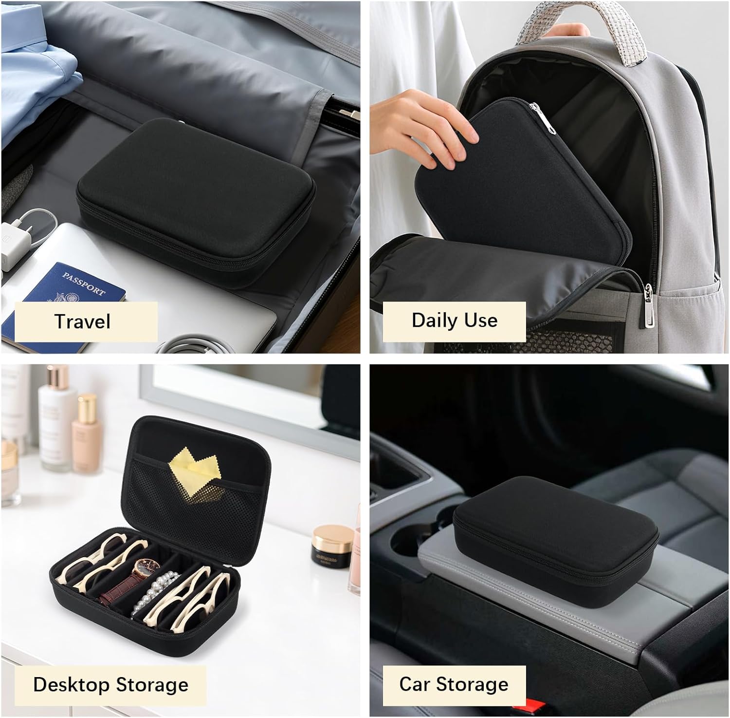 Bukere Glasses Organizer Case Multiple Pairs, Travel Sunglasses Case Adjustable Slot, Hard-shell Eyeglasses Storage Women Men - Image 7