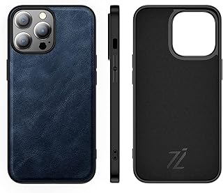 جراب موبايل جلد أنيق غير قابل للانزلاق لموبايل آيفون 14 برو، ارتقِ بالآيفون الخاص بك مع أناقة لا مثيل لها وحماية لا تضاهى، ازرق