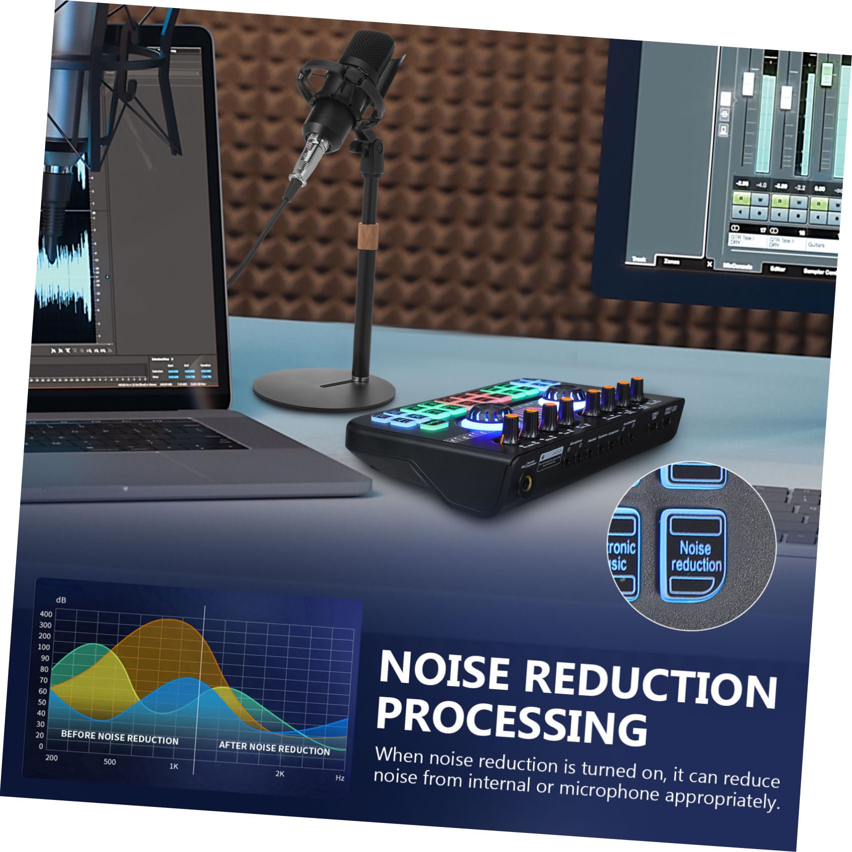 GLEAVI Set Completo Attrezzatura per Streaming Live Microfono e Scheda Audio Mixer, Costruzione Robusta in Metallo e Plastica, per Karaoke e Gaming
