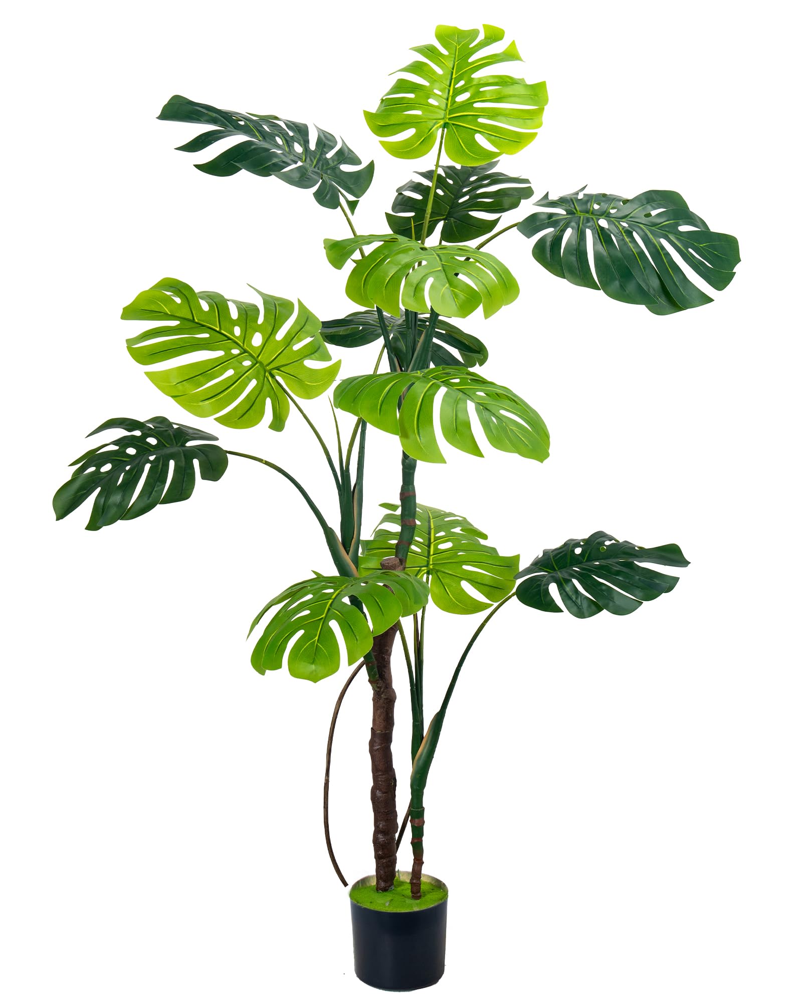 Large Artificial Monstera Deliciosa Fake Plant, 5Ft Faux Floor Plants Fake Tropical Tree with Pot for Indoor Outdoor Office House Living Room Home Decor