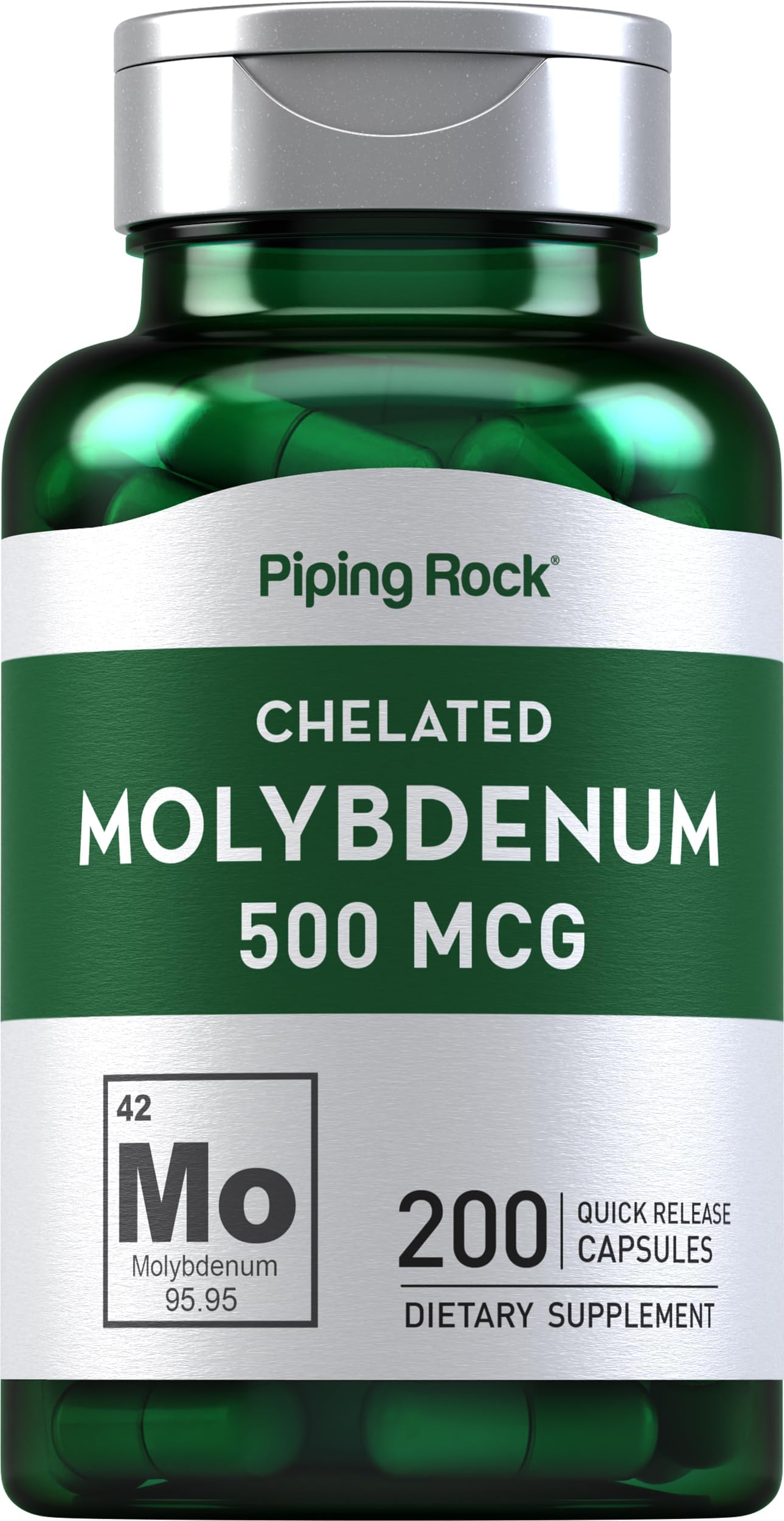 Molybdenum Supplement | 500 mcg | 200 Capsules | Chelated Molybdenum Amino Acid | Non-GMO, Gluten Free