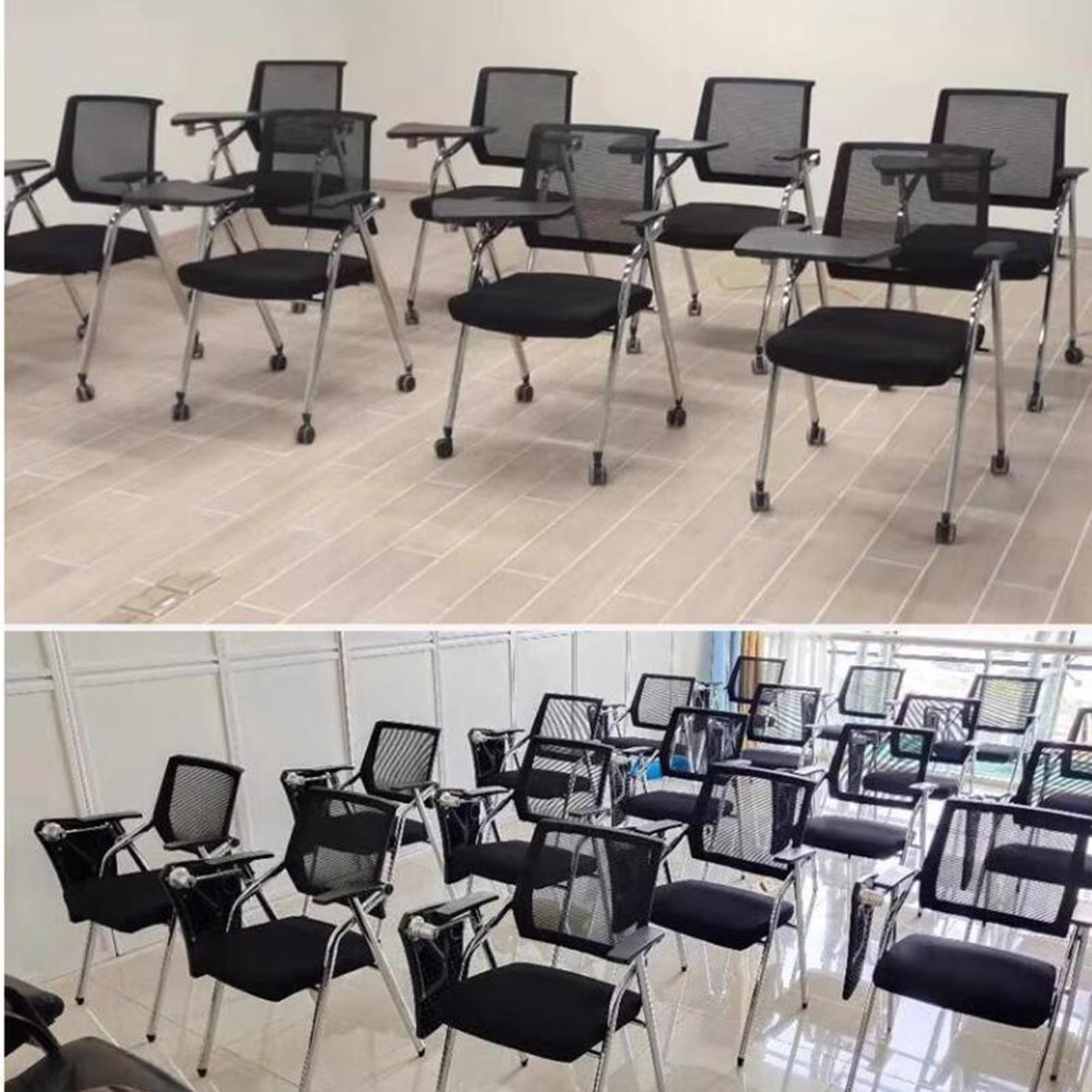 Asiento portátil para sala de entrenamiento con tablero de escritura multiusos y diseño plegable, asiento compacto para eventos y silla de entrenamiento ergonómica en color verde