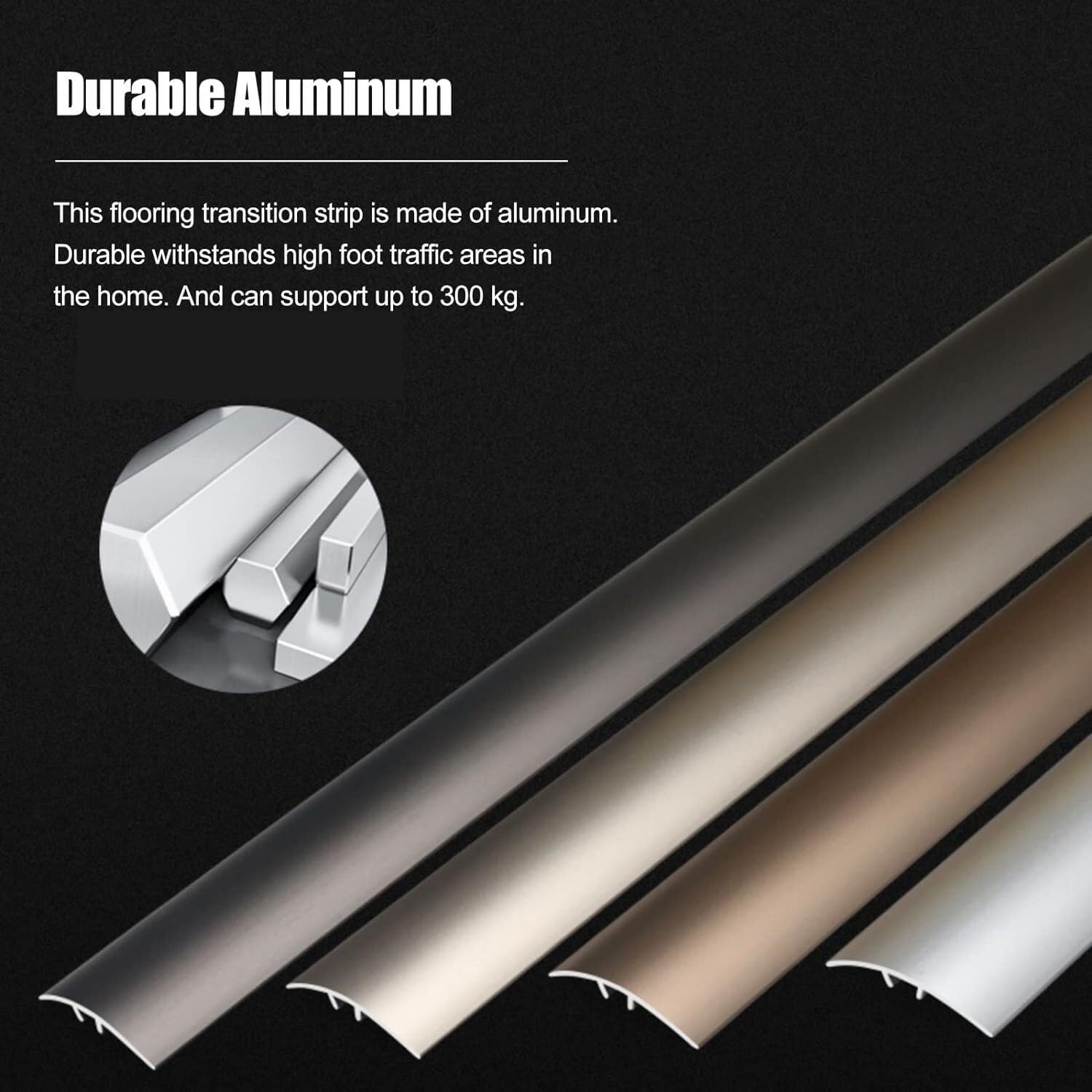 Tira de transición de suelo de aluminio para madera a alfombra/laminada a azulejos, reductor de puerta autoadhesivo, fácil de instalar (color 6, longitud 120 cm)