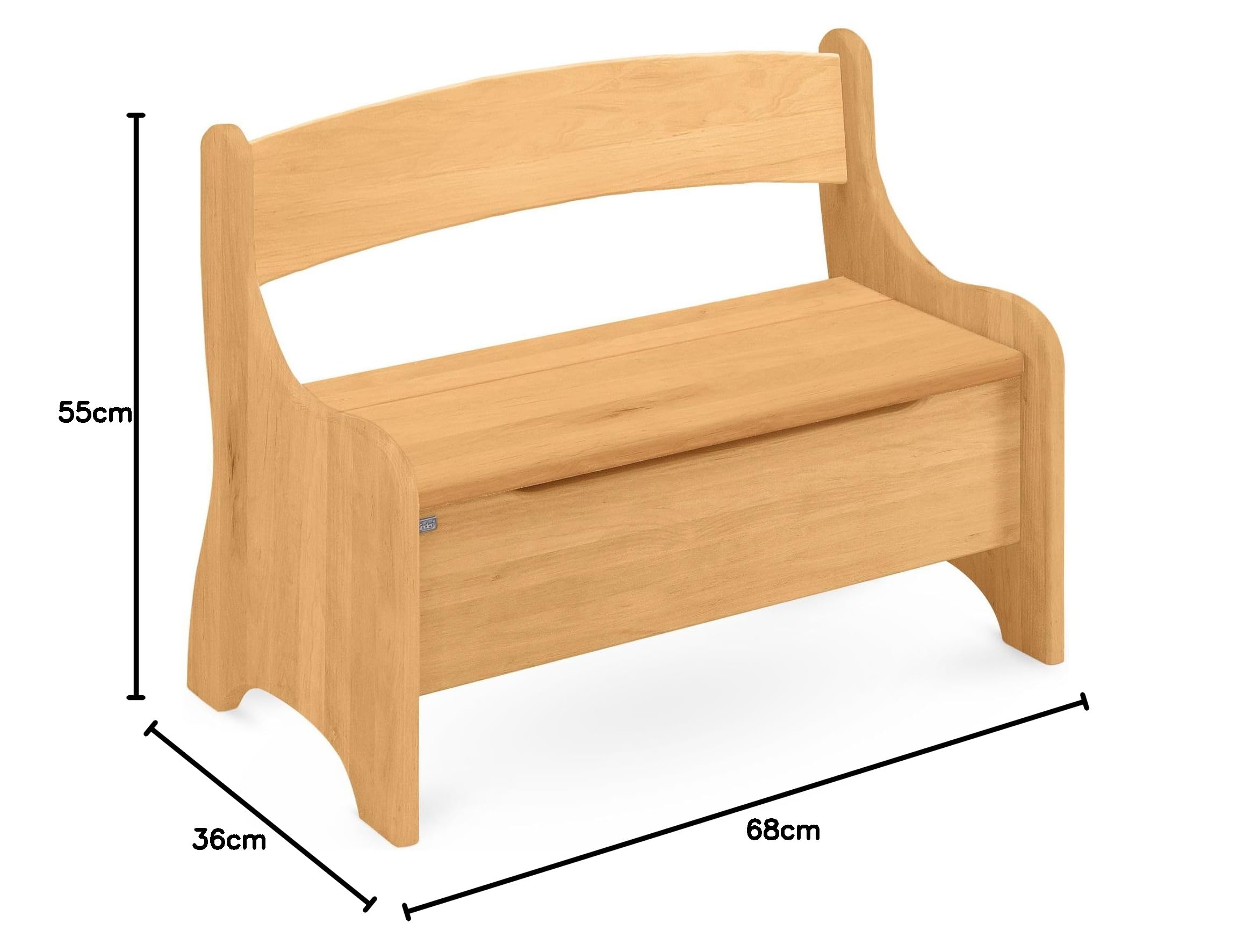 Original Kindersitzbank Levin von BioKinder® | Truhenbank mit Geheimfach aus Bio-Erlenholz | L 70 cm x B 36cm x H 55 cm