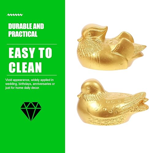 Miniatura 6 de 1 par de estatua de mandarín Feng Shui chino Yuan Yang Love Birds esculturas de pájaros de latón para decoración de mesa del hogar, boda