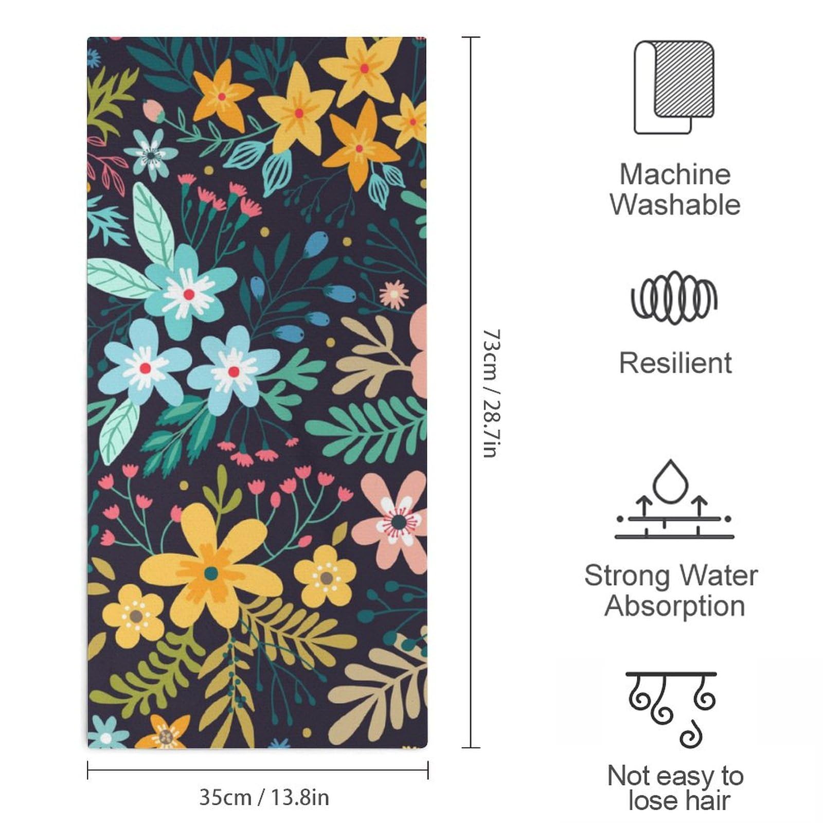 velumair Bright Colorful Flower Hand Towels for Bathroom Absorbent Soft Plants Branches Berries Bath Fingertip Shower Towels for Bathroom Home Decorative