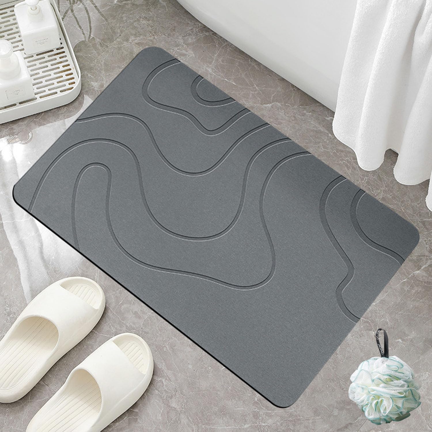 Tapis de douche en pierre Matmend à séchage rapide