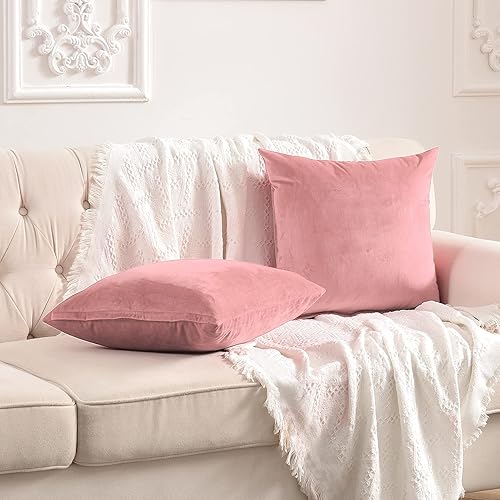 Miniatura 2 de FY FIBER HOUSE Paquete de 2 fundas de almohada de terciopelo, fundas de almohada cuadradas decorativas, suaves y sólidas, para sofá o sofá, 16 x 16