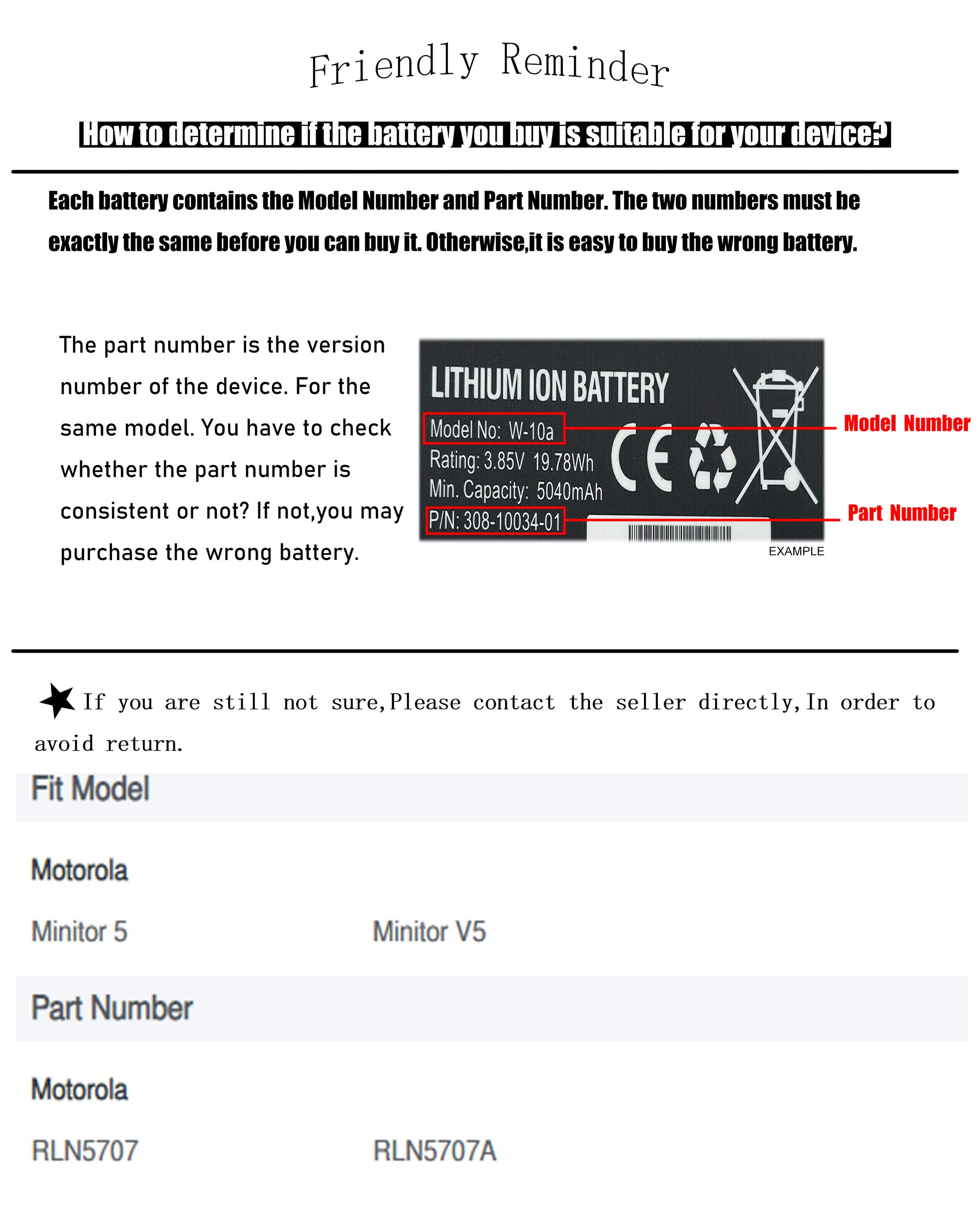 BCXY Replacement Battery for Minitor 5, Minitor V5, RLN5707A, RLN5707