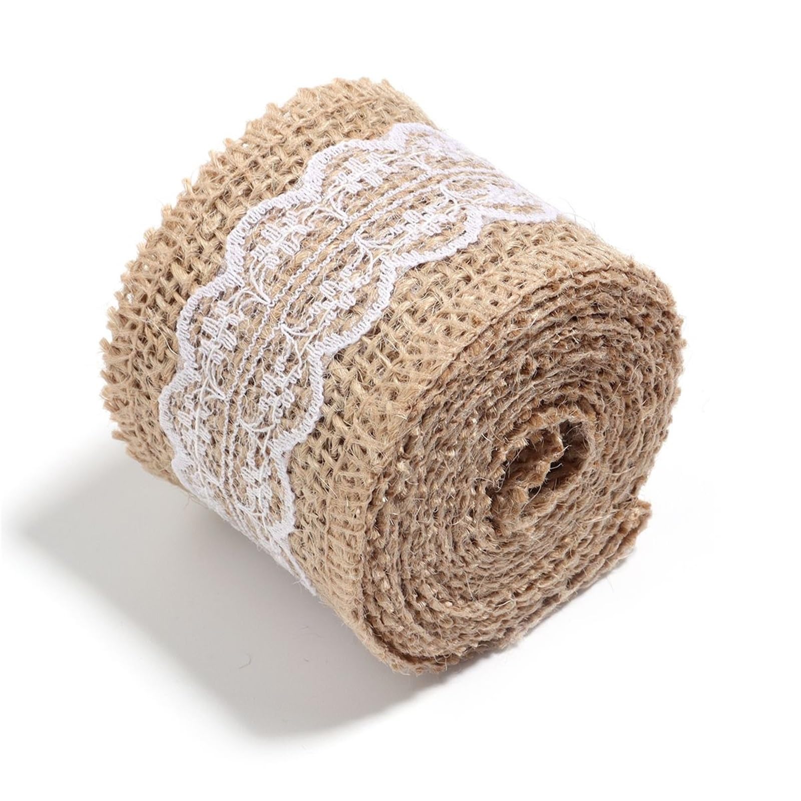 Burlap Fabric 2 Yards Lace Burlap Ribbon Vintage Jute Ribbons for DIY Clothing Packing Wedding Party Home Decoration Accessories(Type1 (5cm))