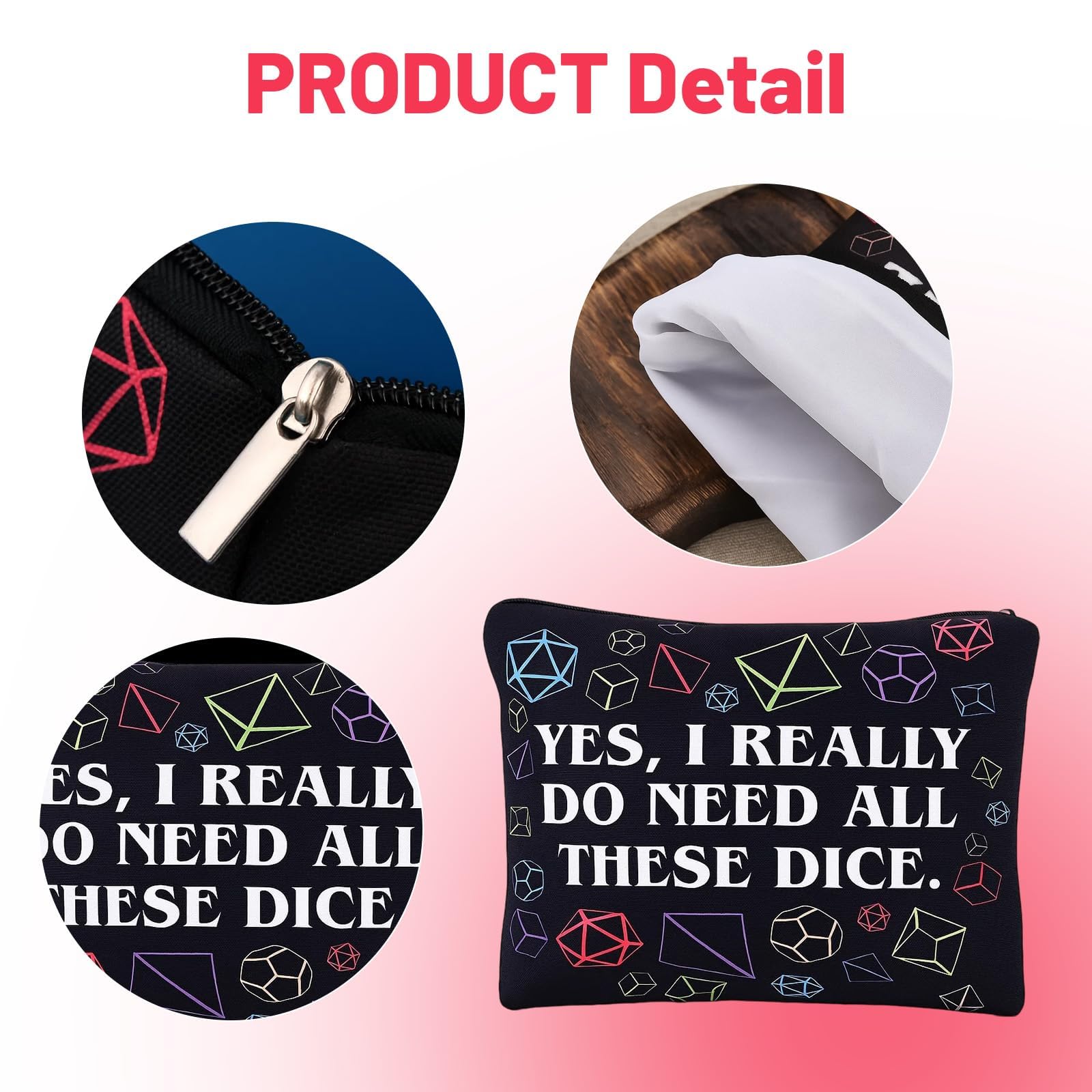 MXHBSTP Dice Bag, DND Dice Bag, DND Dice Storage Bag for Game Accessories Compact Black Pouch for Tabletop Gaming 21 X 15 Cm - Image 3