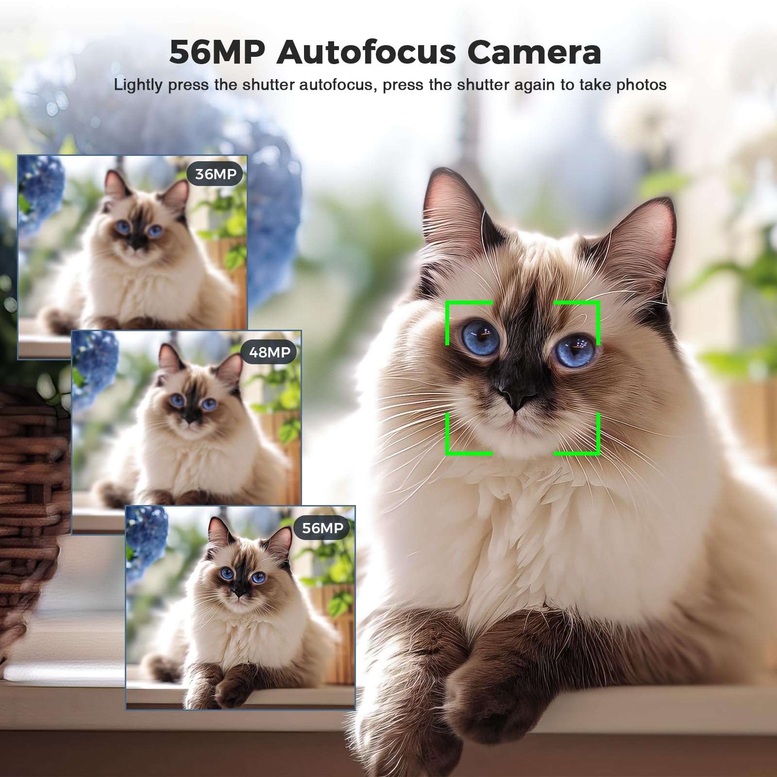 Fotocamera Digitale 5K, Lecnippy Fotocamera Vlogging con messa a fuoco Automatica da 56MP con Fotocamera Anteriore e Posteriore, Zoom Ottico 10X 6-Axis Anti-Shake, Touch Screen