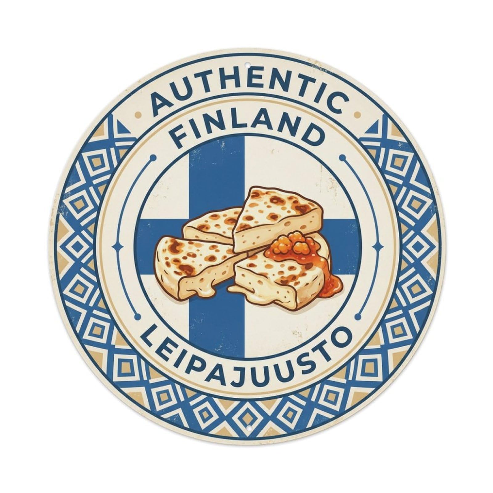 Olhnbad Style Finland Bread Cheese Travel Dairy Dessert Cuisine Metal Tin Sign