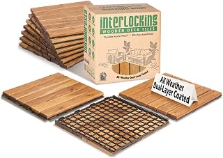 Outdooresta Waterproof Outdoor Deck Tiles 12x12 - Pack of 10 Interlocking Patio Floor Tiles for Balcony, Pool, Patio All-Weather