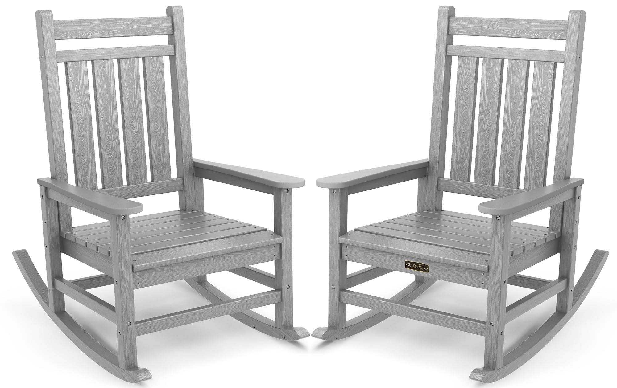 SERWALL Outdoor Rocking Chair Set of 2, Sliver Gray