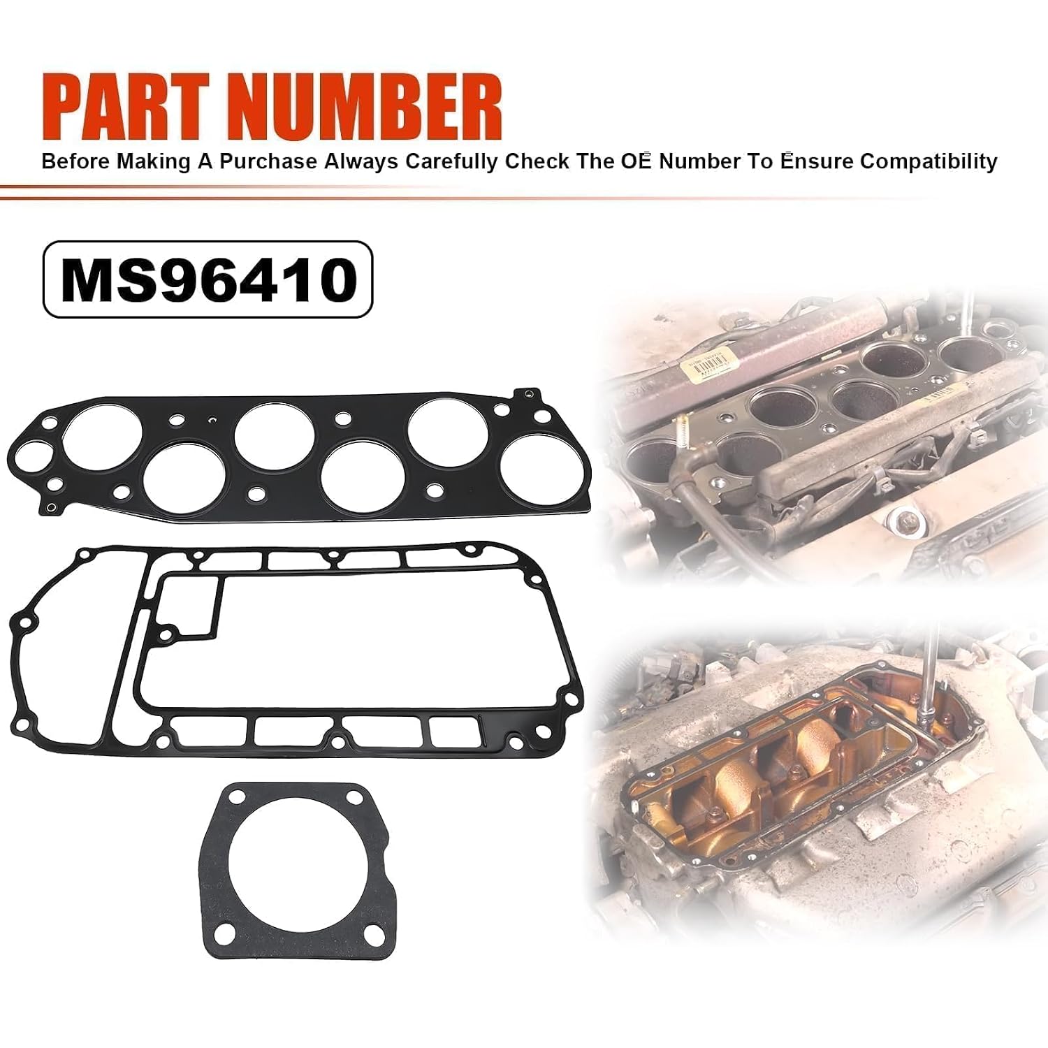 MS96410 Intake Plenum Gaskets Set Upper Fit for Honda Acura Vehicle 2003-2010 Accord Odyssey for 2003-2006 TL Upper Fuel Injection Plenum Gasket