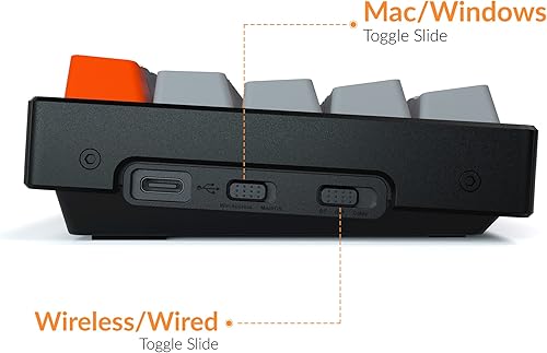Miniatura 3 de Keychron Teclado compacto K6 de 68 teclas, teclado mecánico inalámbrico Bluetoothcon cable con marco de aluminio retroiluminado LED RGB compatible