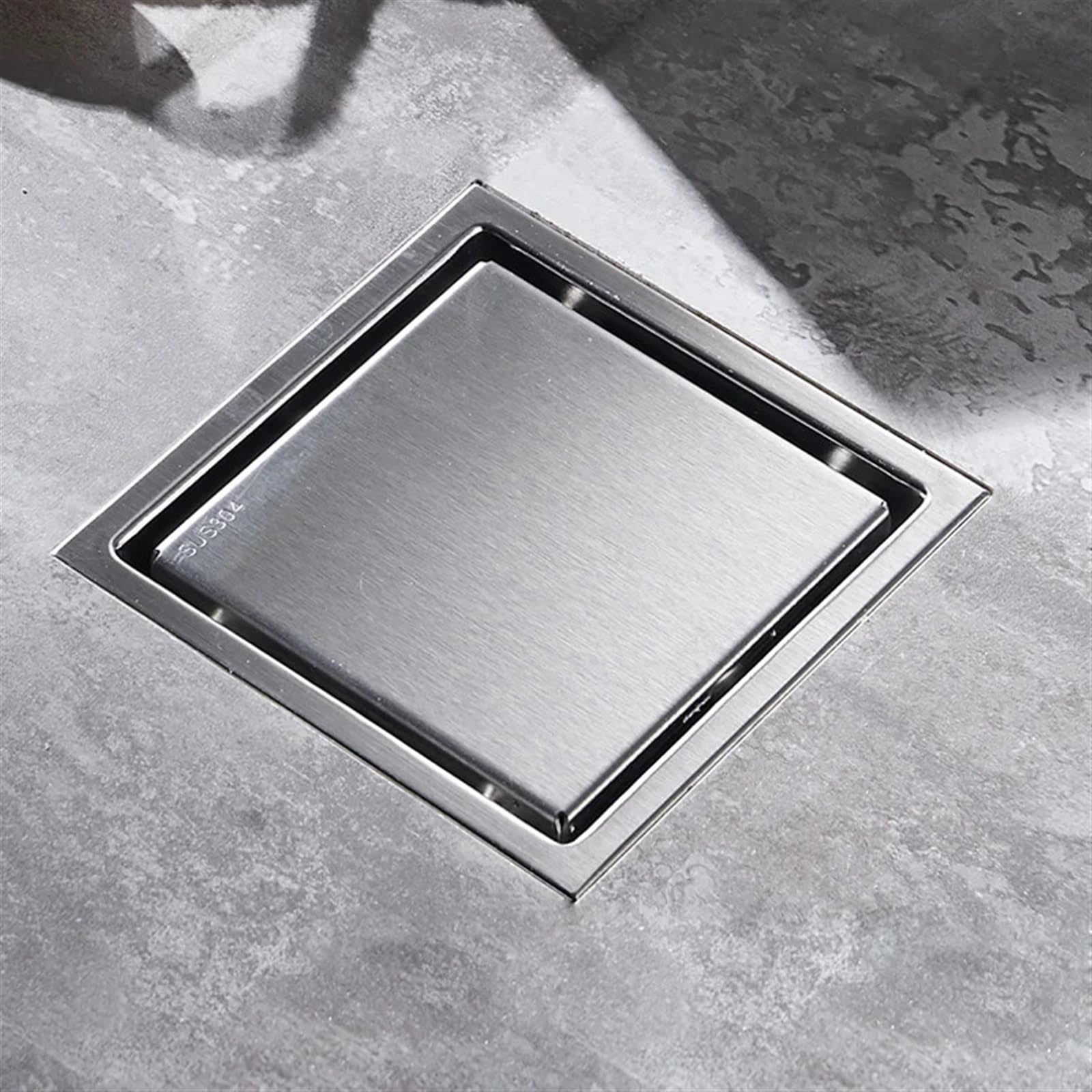 Grilles de déchets de sol carrées en laiton brossé et acier inoxydable pour douche