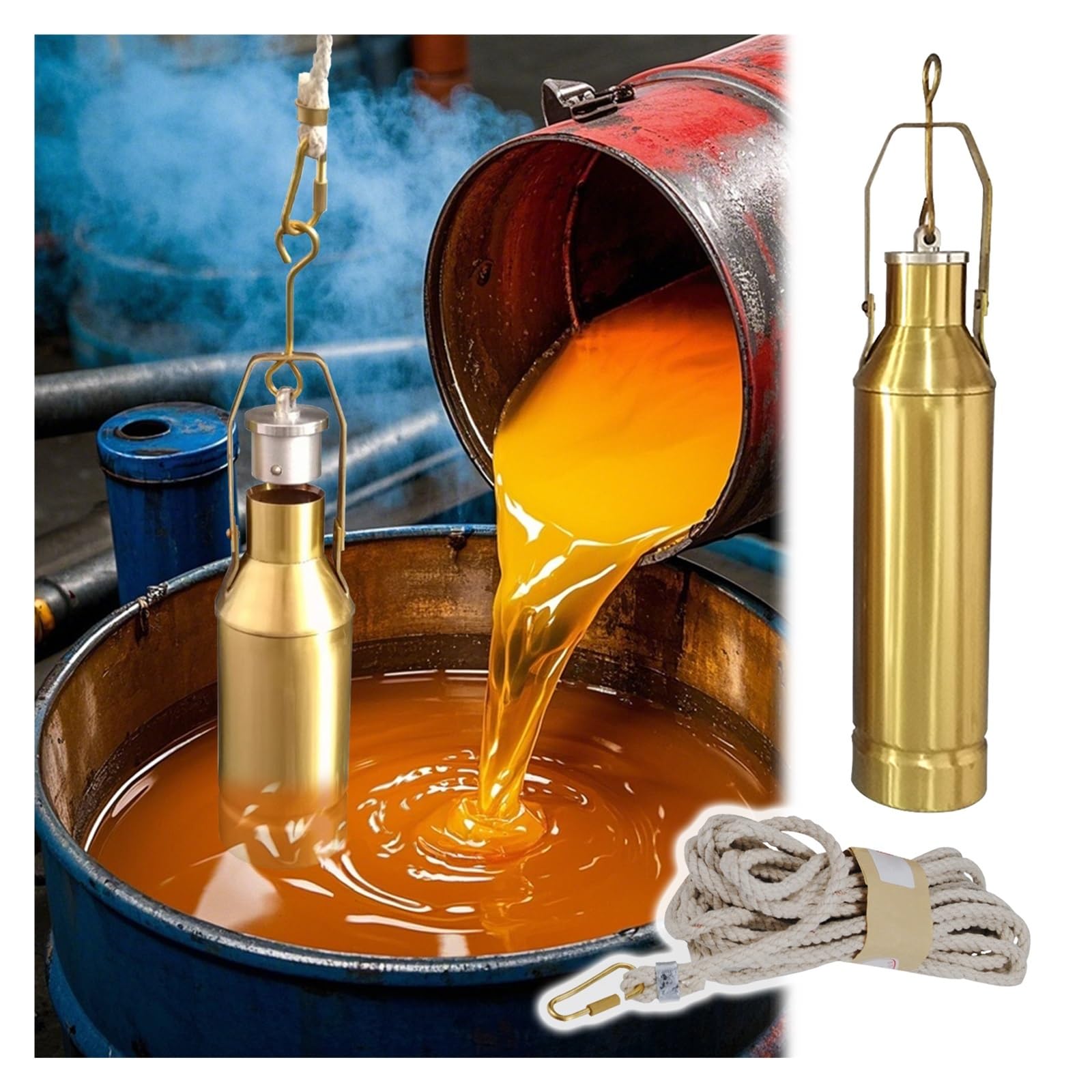 MRVAKDYDI Viscous Liquid Sampler, Retractable Copper Oil Sampler 300-1000 mL Easy Clean(33.8 fl oz/1000 mL)