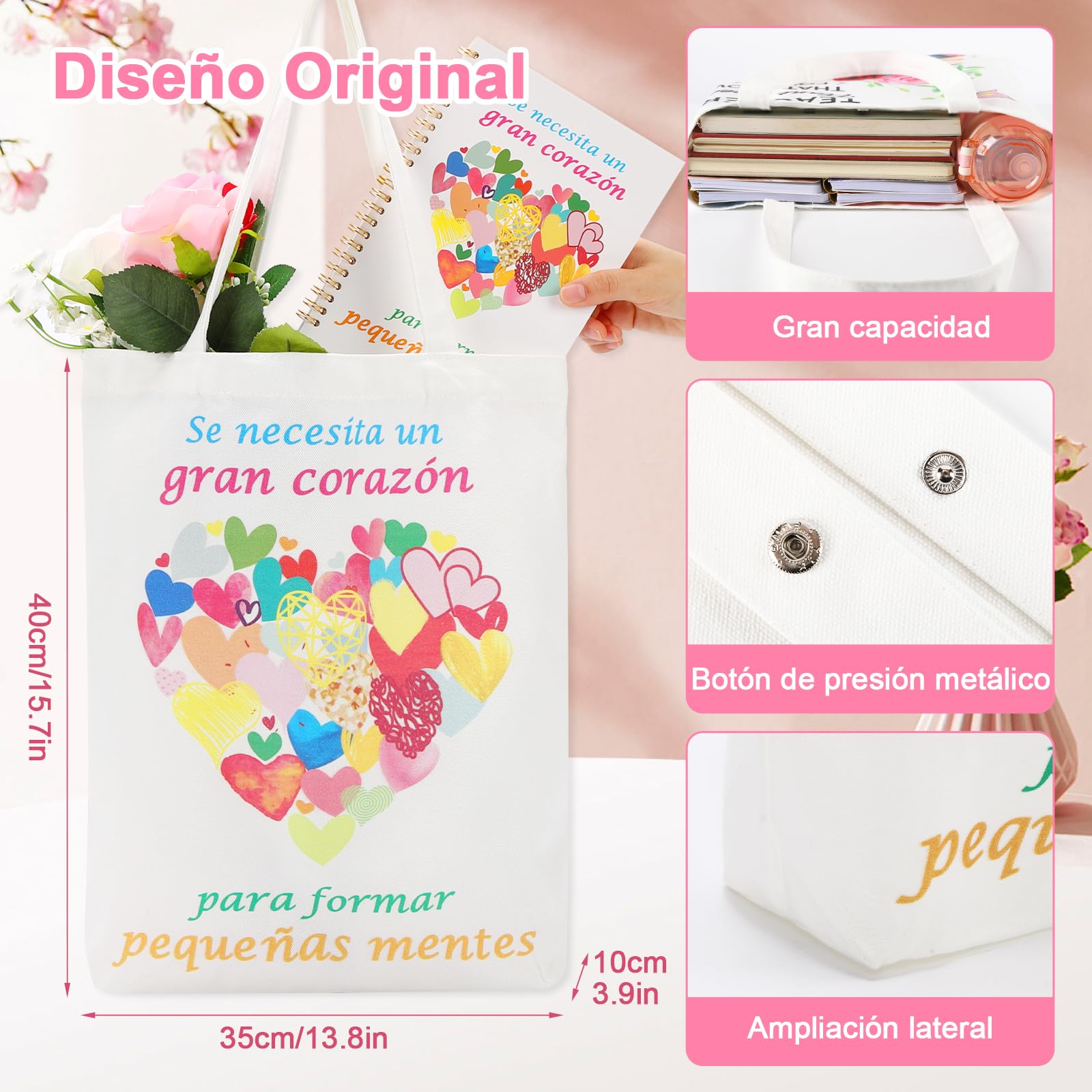 Echehi Set De 6 Piezas Regalo Profesora Infantil Con Tote Bag, Cuaderno A5, Bolígrafo, Llavero, Caja De Regalo Para Profesora Maestra Personalizado