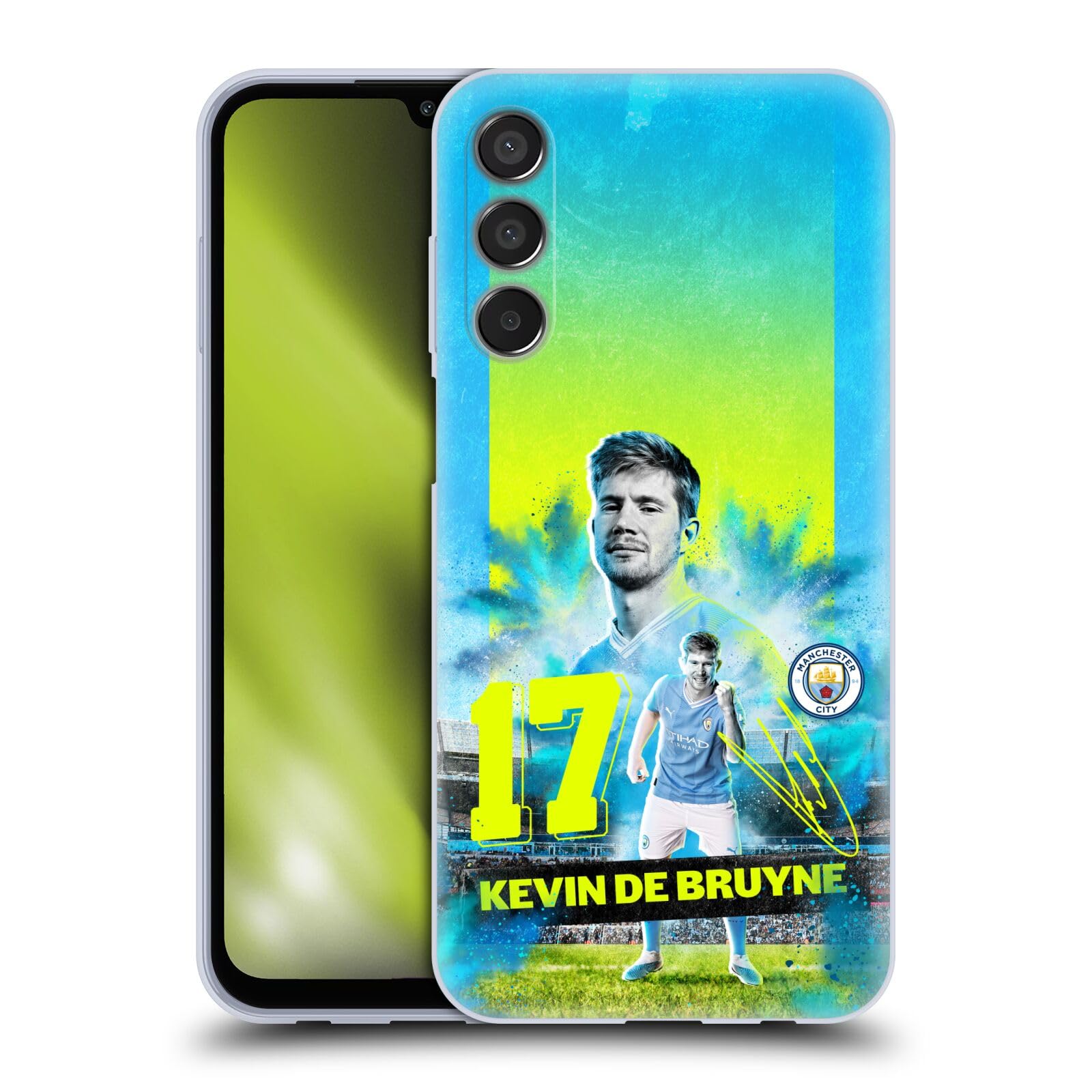 Head Case Designs Officially Licensed Manchester City Man City FC Kevin De Bruyne 2023/24 First Team Gel Case [Military Grade Protection] Compatible With Samsung Galaxy M15/F15 5G
