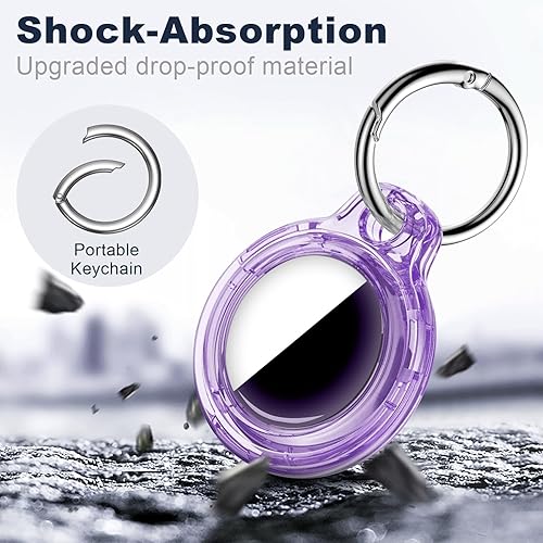 Miniatura 205 de Funda para AirTag con llavero, a prueba de golpes y antiarañazos, accesorios para localizadores GPS, para bolsos y maletas, transparente F5-Clear