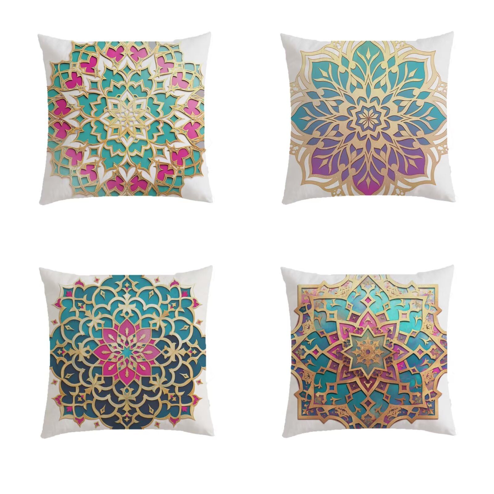 Housse coussin 60x60cm impermeable boheme anti tache pour grand banc exterieur
