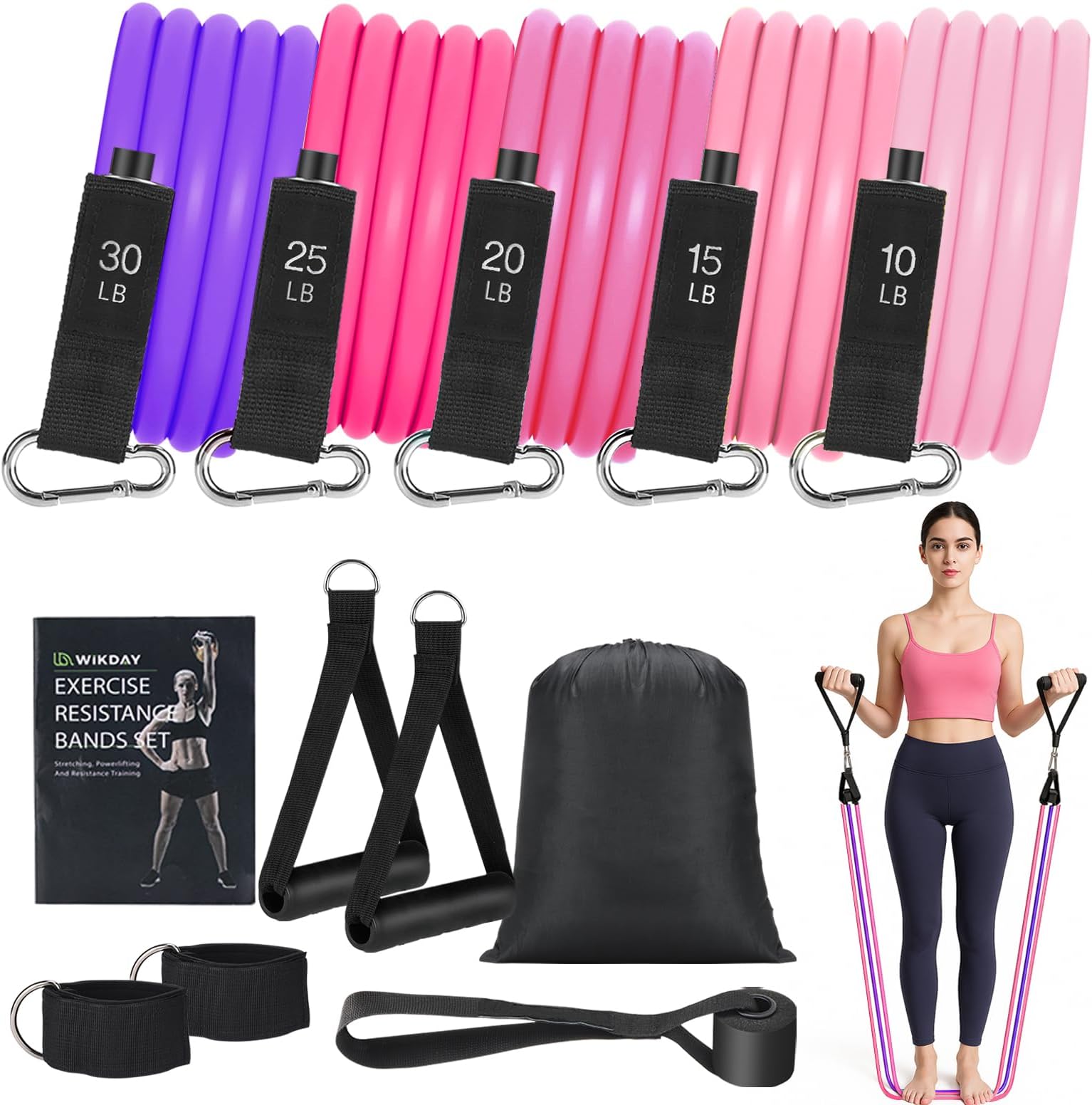 Exercise Resistance Bands with Handles for Working Out Workout Bands Set with Door Anchor for Physical Therapy, Yoga, Pilates