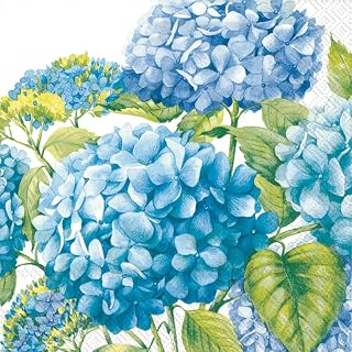 Ideal Home Range 20-Count Boston International 3-Ply Paper Lunch Napkins, Blue Sea of Pink Blossoms