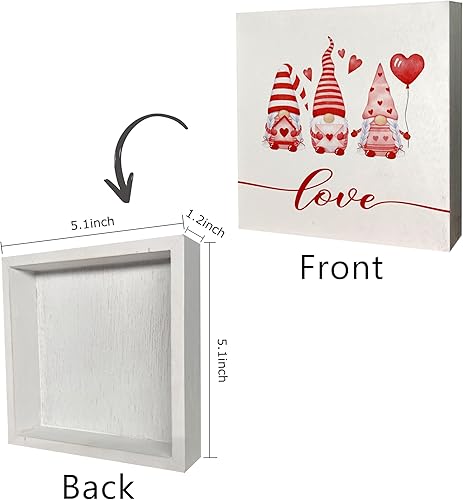 Miniatura 15 de KEUSPI Decoración de mesa de escritorio para el día de San Valentín, letrero de madera para el día de San Valentín, gnomos rosados, decoración