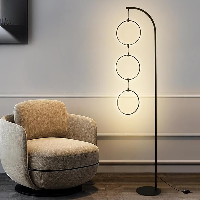 Lwhaoye Floor Lamp, LED Modern Floor Lamps for Living Room, 40W-2500LM Bright Arc Floor Lamp-3Color Remote Dimmable Standing Lamp, 71" Black Arched Floor Lamp for Living Room Bedroom Office
