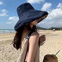 Vista 13 de Sombrero de sol de ala súper ancha para mujer, de algodón, plegable, reversible, con borde con cable, protección UV, verano, playa, viajes, jardín