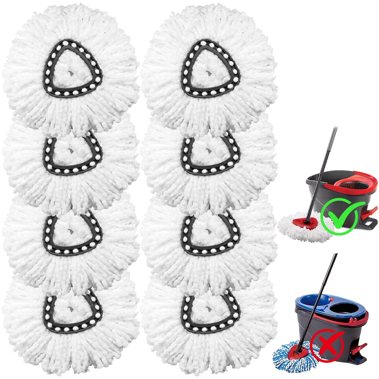 8 Pack Mop Replacement Heads Compatible with O Cedar Triangle Swivel Mops, Spin Mop Microfiber Refills, Deep Cleaning Easy to Replace