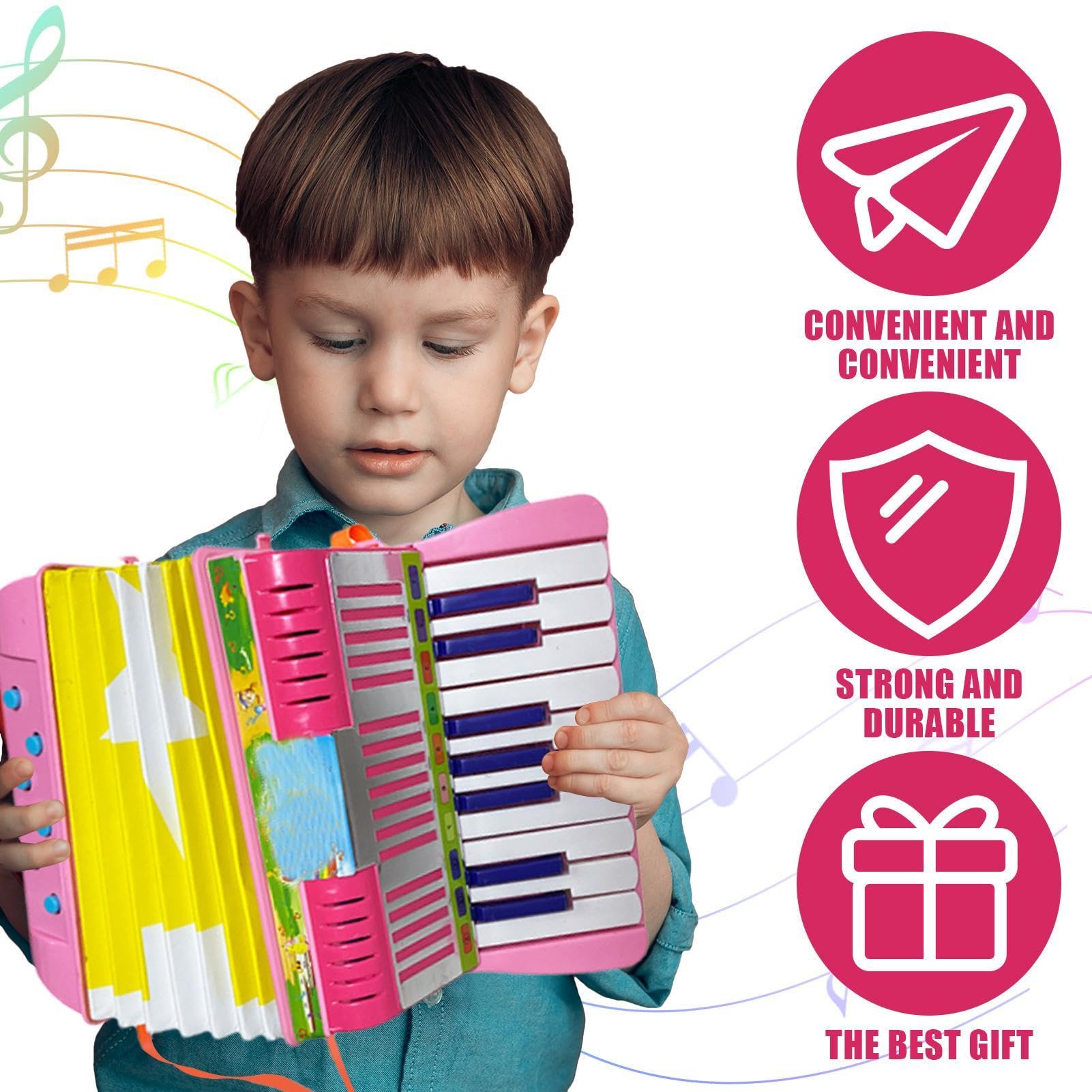 Instrumentos Musicales de acordeón para niños, acordeón de Botones para niños - Acordeón de Botones de 17 Teclas, de acordeón pequeño - Educativo Ligero Preescolar Lindo Instrumento pa