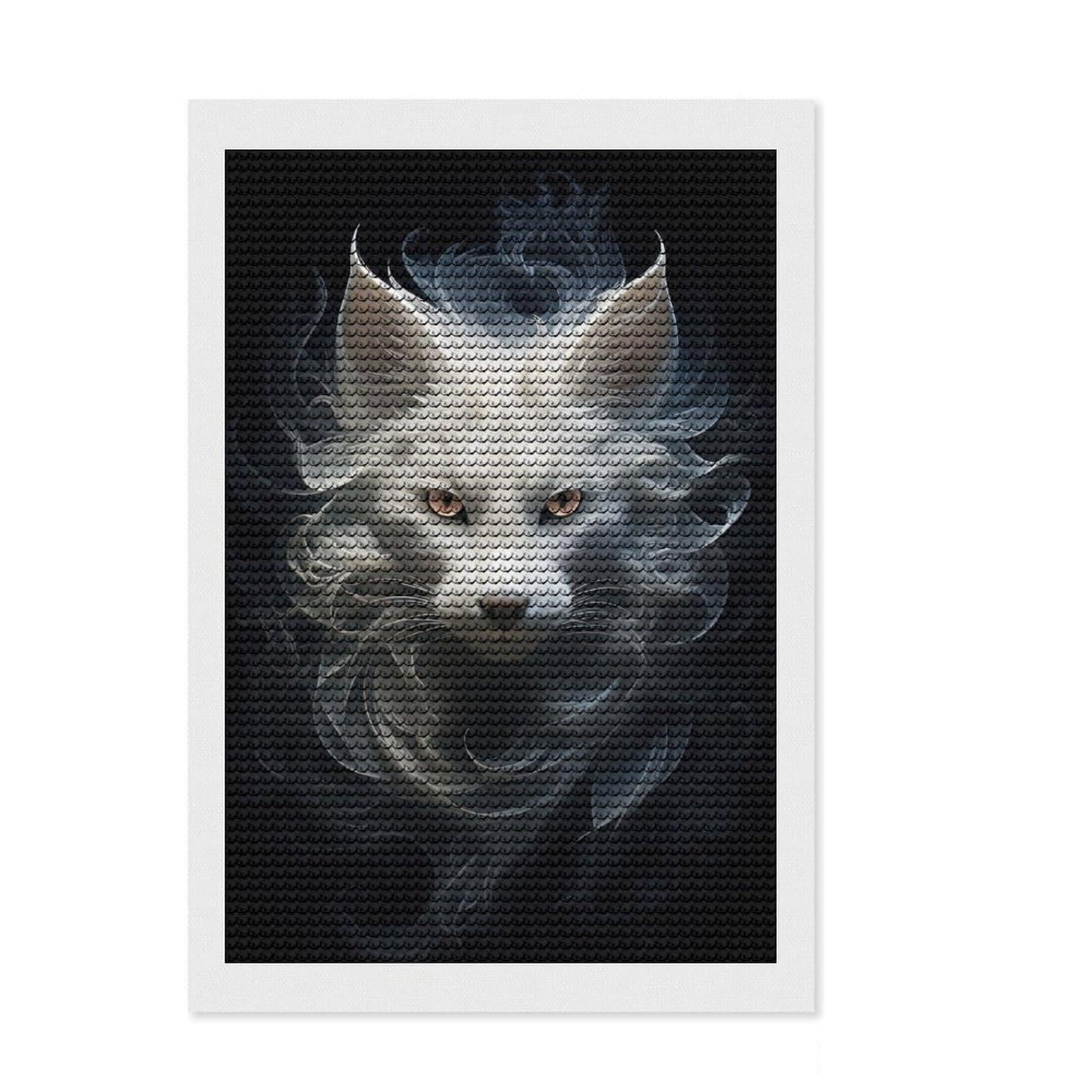 Junmoney Mystic Smoke Feline Diamond Painting Set 8"x12", Enjoyable At-Home Hobby, Relaxing DIY Hobby, Modern Decor, Gift Idea, Easy to Enjoy