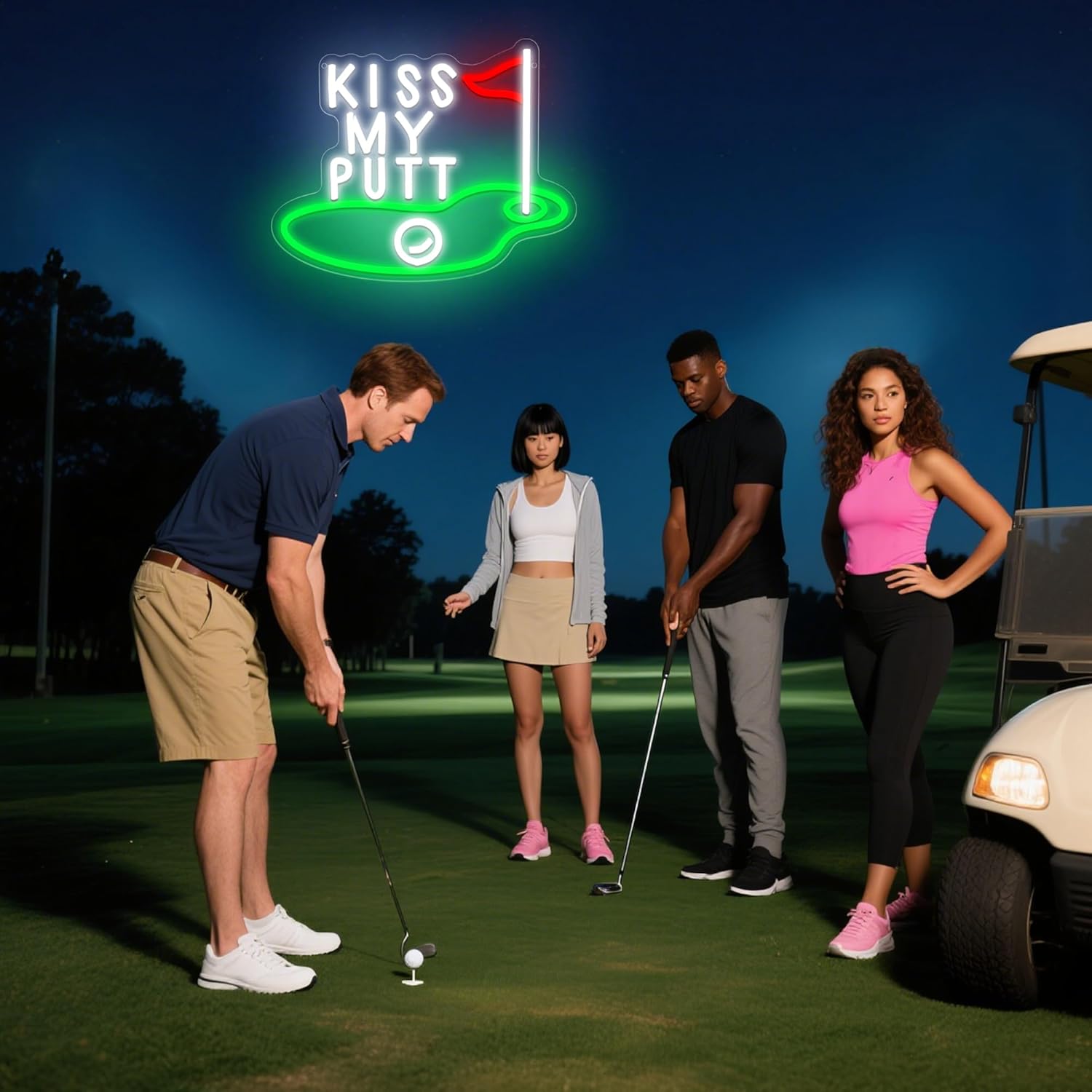 Golf Neon Sign for Wall Decor Golf Neon Light for Man Cave Green LED Light Up Sign for Club Bedroom Bar Bedroom Game Room Shop Party Birthday Gifts for Men Size14.1 * 11.3In(JTD287)