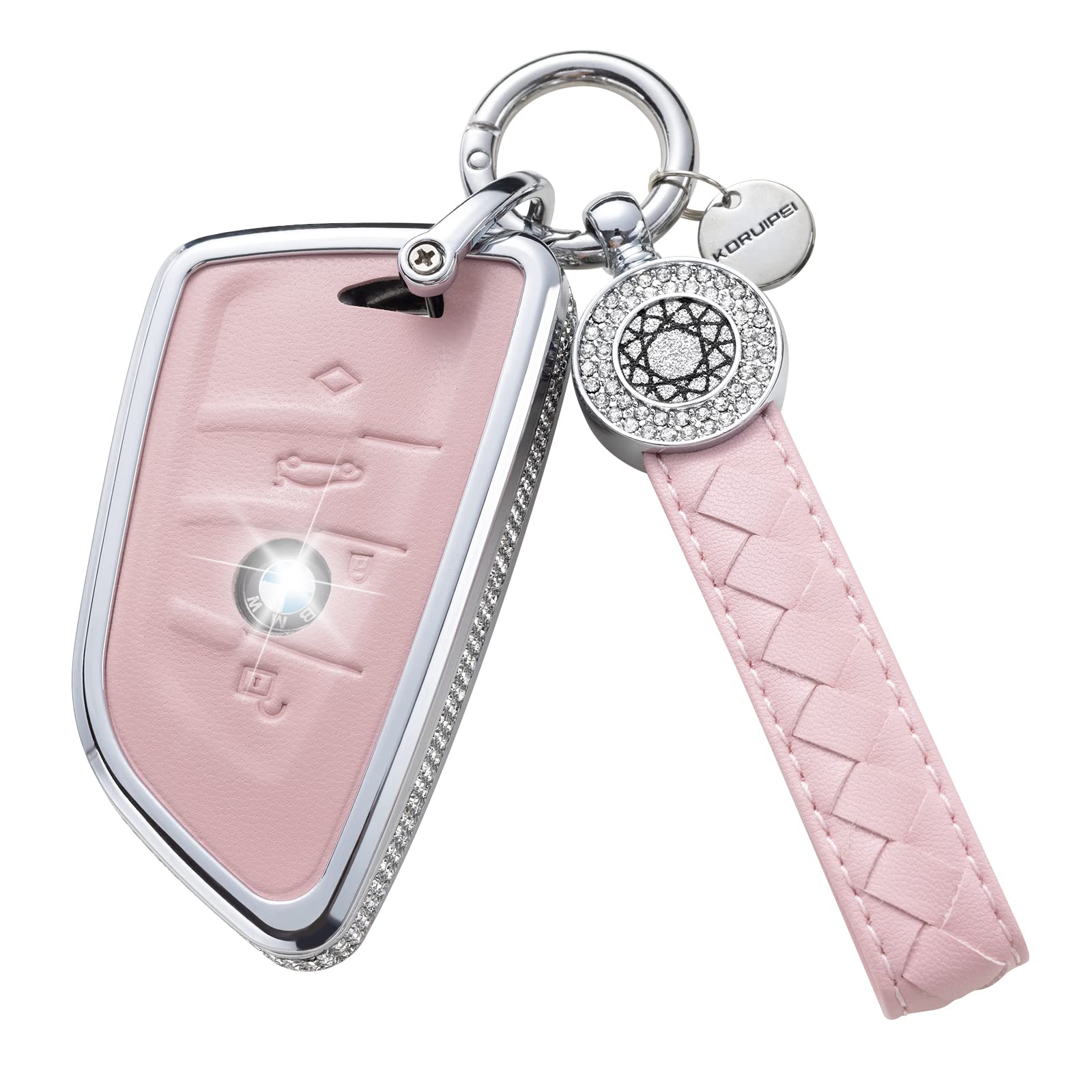 kwmobile autosleutel hoesje compatibel met BMW 4-knops X7 X1 U11 iX ix1 7- serie G07 I7 autosleutel hoes - Autosleutel behuizing - Sleuteletui in zwart/rood