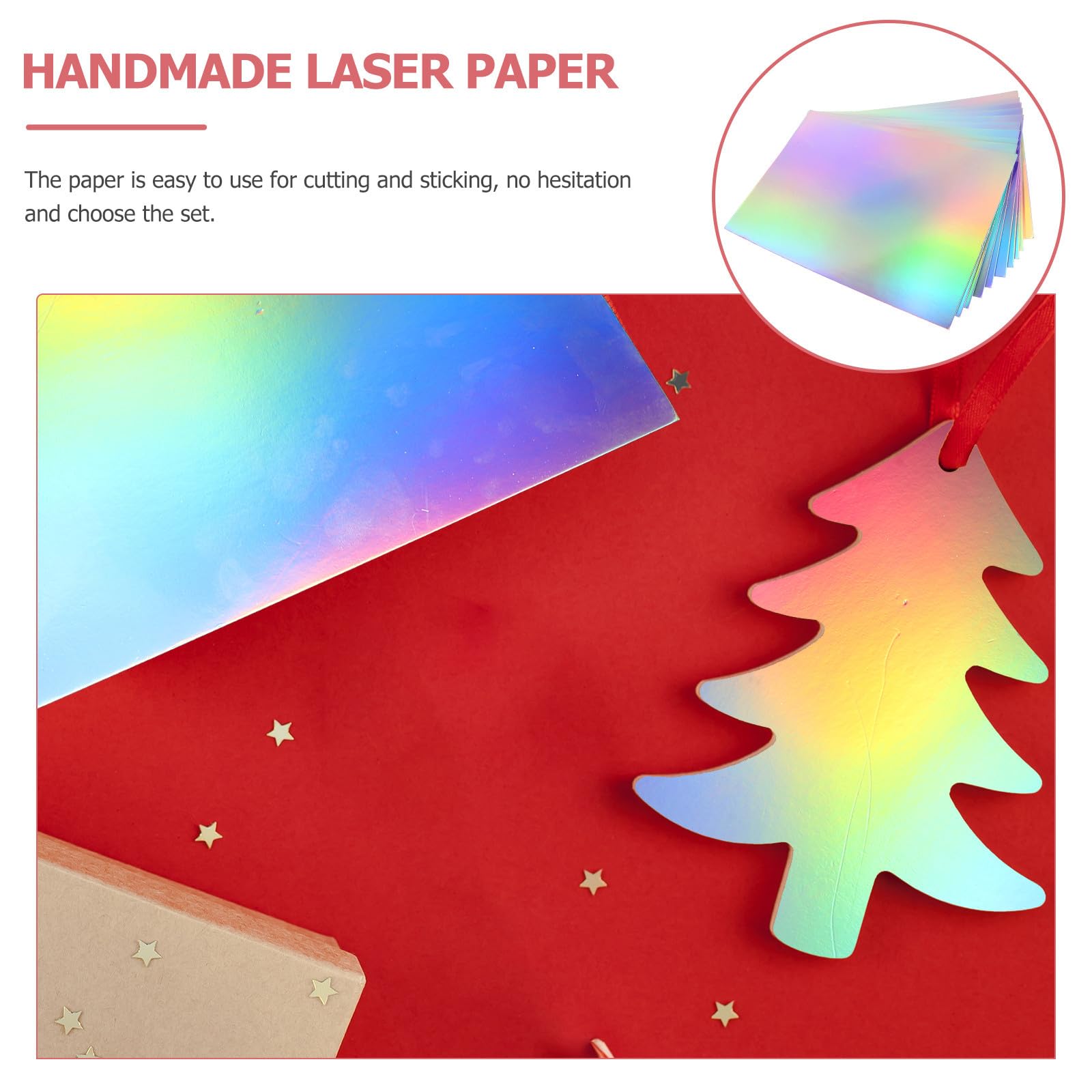 Healeved 50 Papeles Plegables de Cartón Cuadrado para Manualidades, Papel Decorativo Holográfico para Cortar y Pegar en Decoración del Hogar o Proyectos Hechos a Mano