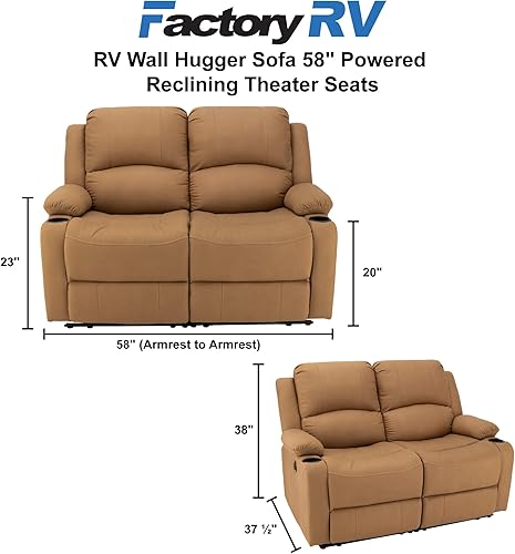 Miniatura 79 de Asientos reclinables de pared de 58 pulgadas Sofá reclinable doble para caravana Sofá RV Sofá reclinable de pared Asiento de teatro RV