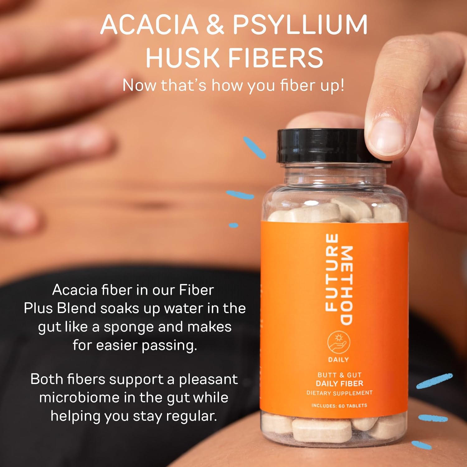 FUTURE METHOD Fiber Supplement, Acacia and Psyllium Husk Fiber Pills for Digestion (60ct)