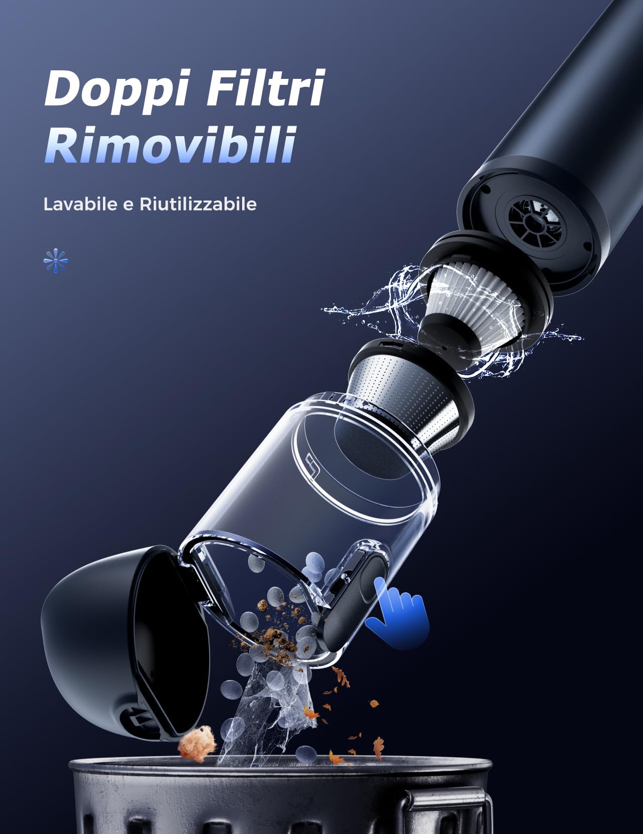 Aspirapolvere Auto, Aspirabriciole Senza fili 16000 PA, Aspirapolvere per Auto Regolazione a 2 Velocità, 9 In 1 Aspirabriciole con Motore Brushless per Divani, Auto, Cucina, Computer, Tavolo