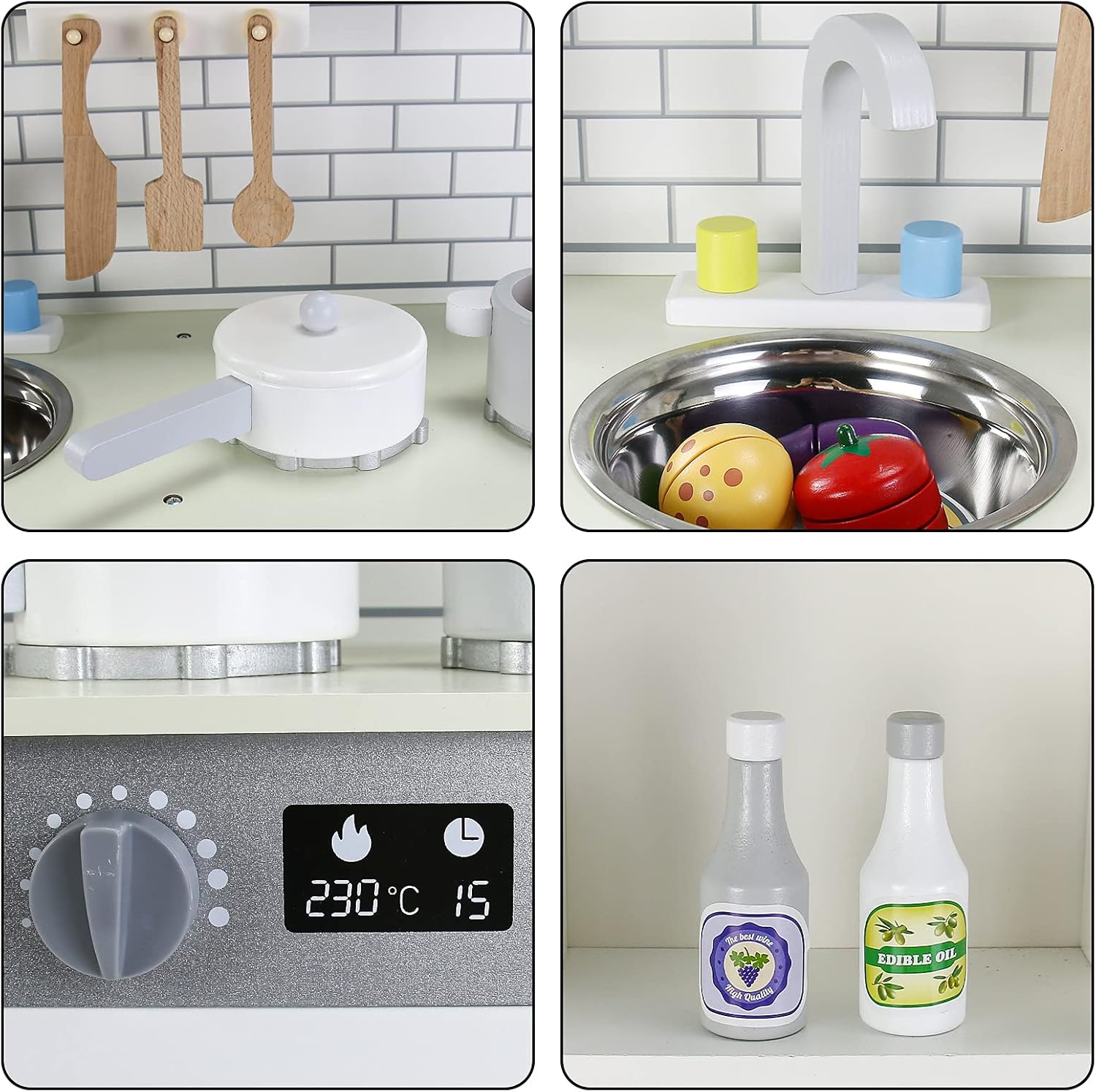 Play Kitchen Set for Toddlers-Kids Toy Toddler Kitchen Playset,Pretend Play Interactive Kids Wooden Playing Chef with 16 Pcs Toy Food & Cookware Accessories Toys for 3 4 5 6 Year Old Boys Girls : Toys & Games