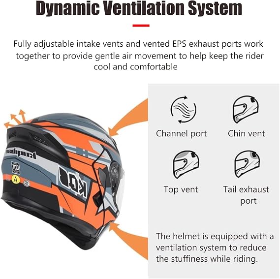 Flip Up Front Motorbike Helmets Modular Motorcycle Helmets with Double Visor Flip Up Full-Face Helmets ECEDOT Approved Racing Crash Helmet for Adults Men Women Motocross Helmet